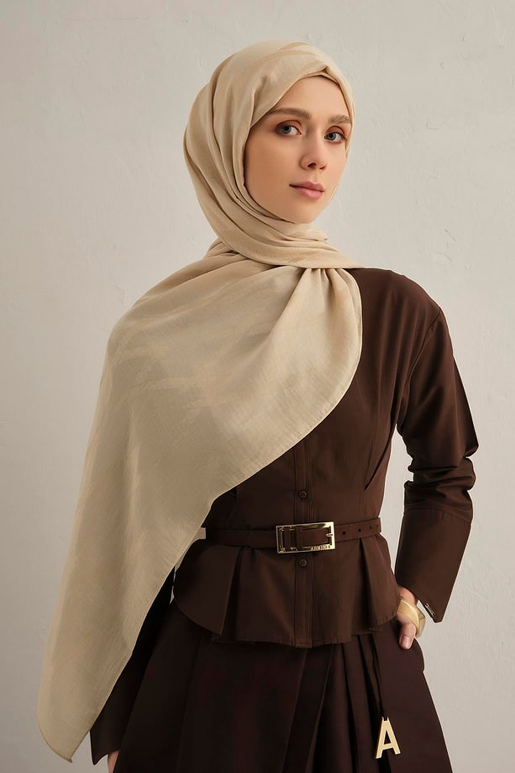 Armine 26yaz  Lyocell Şal-1 Ten Rengi