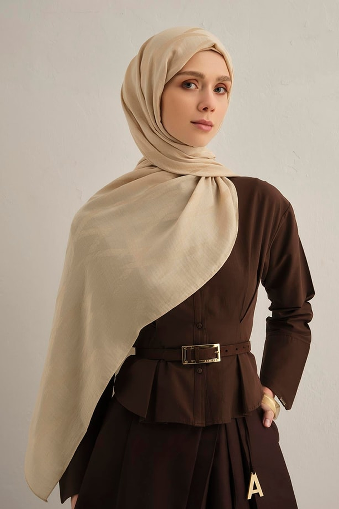 Armine 26yaz  Lyocell Şal-1 Ten Rengi