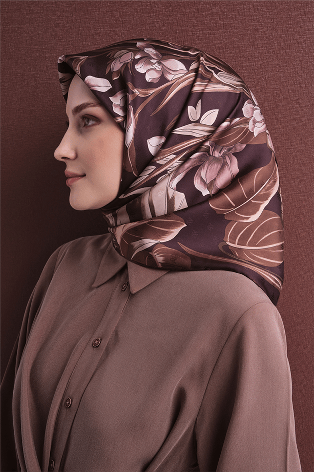 Armine Jakarlı İpek Eşarp 26k9608 Mürdüm