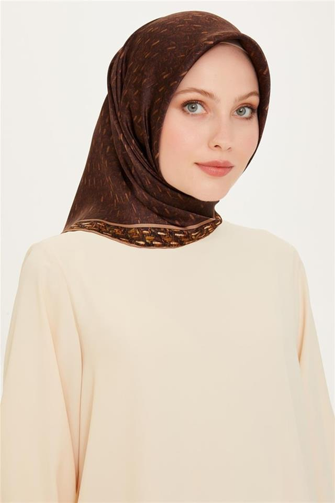 Armine Nostalji Tiwil Saf İpek Eşarp 25k9230 Kahve