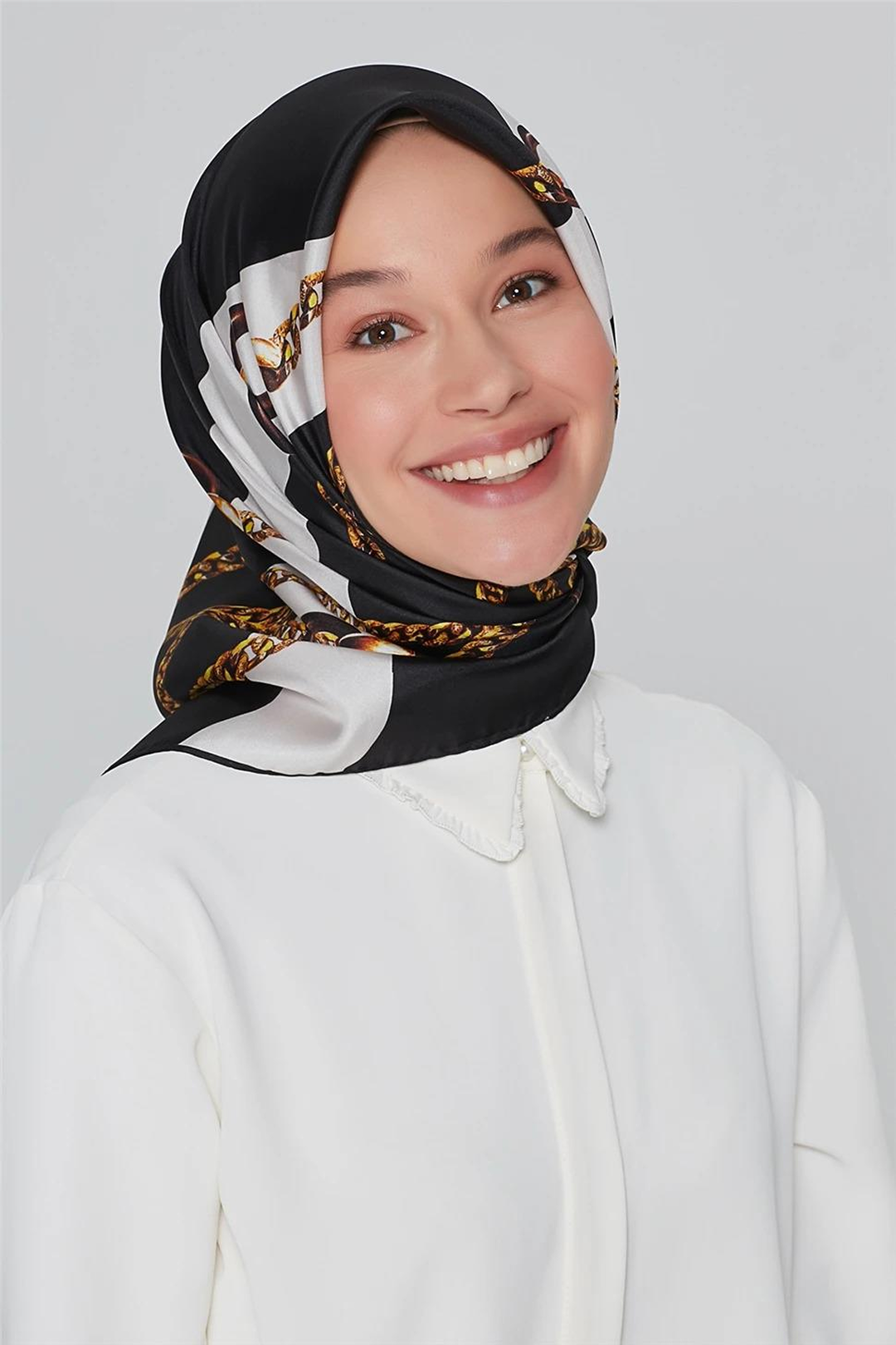 Armine Nostalji Twil Saf İpek Eşarp 25k7832 Siyah