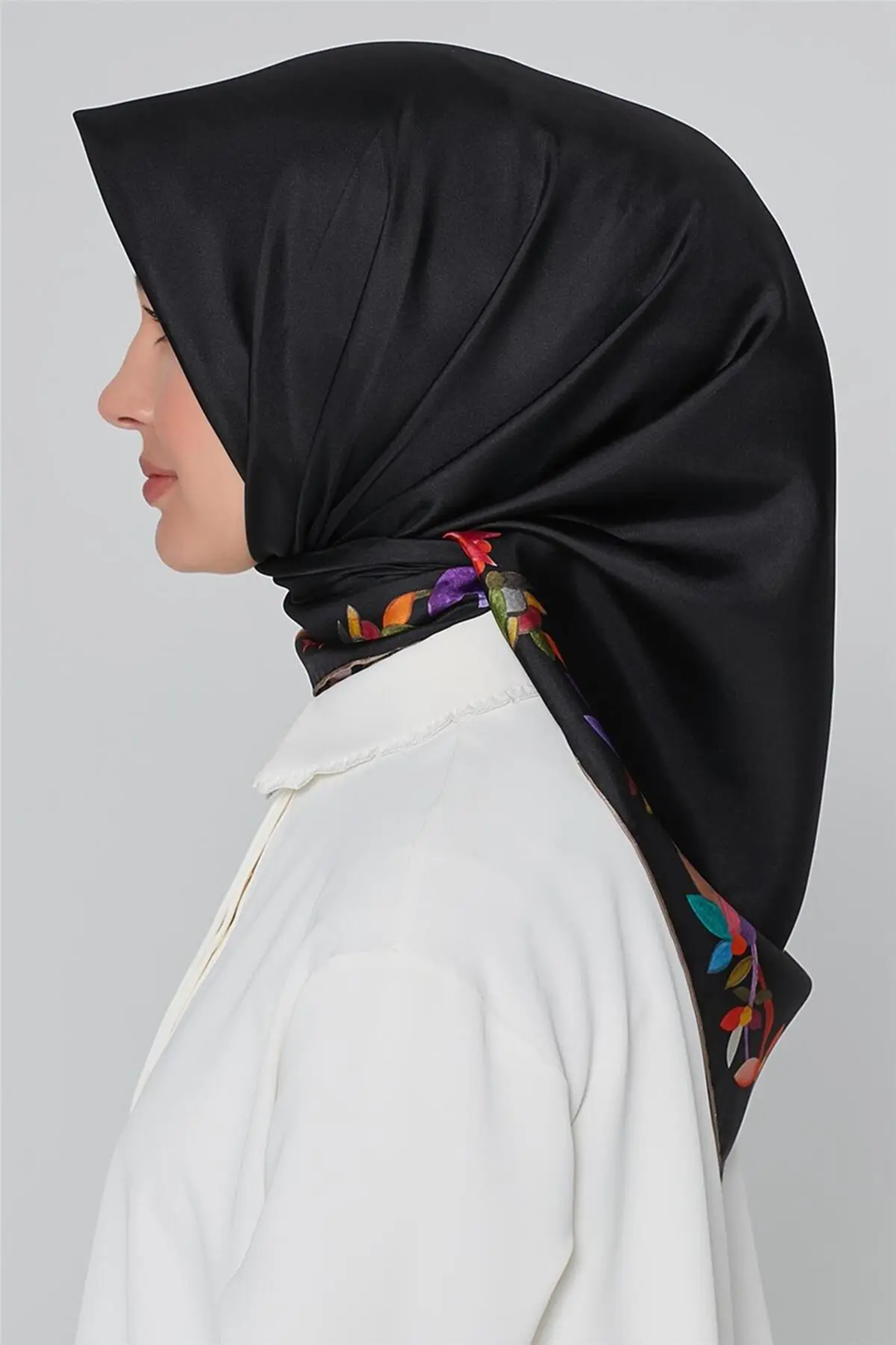 Armine Nostalji Twil Saf İpek Eşarp 25k8064 Siyah