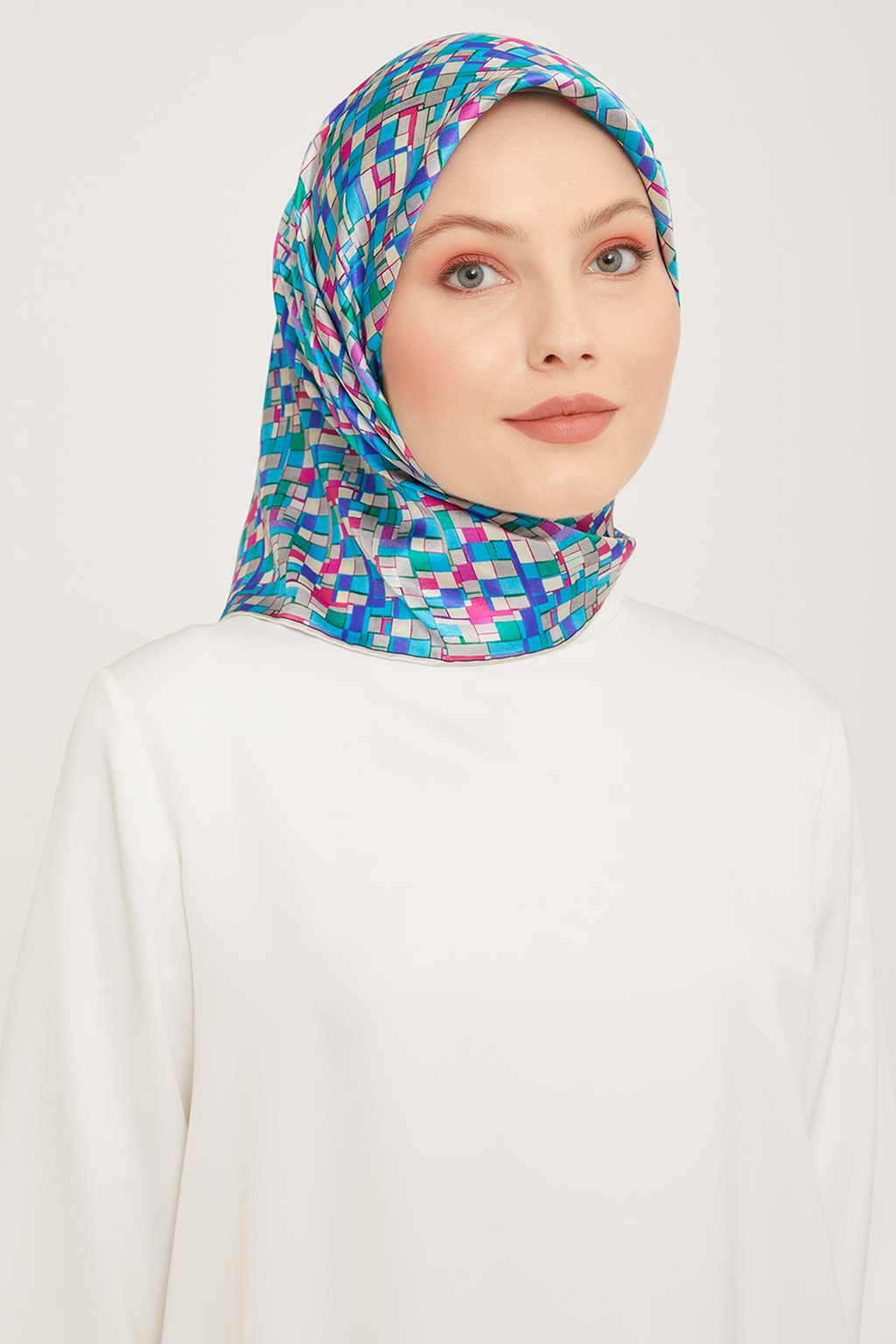 Armine Nostalji Twil Saf İpek Eşarp 25k9004 Mavi