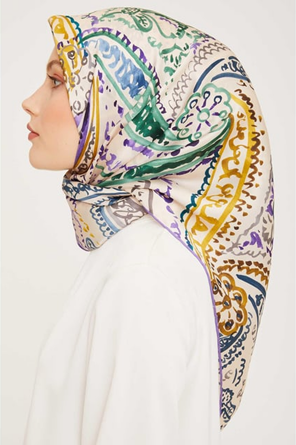 Armine Nostalji Twil Saf İpek Eşarp 25k9037 Beyaz