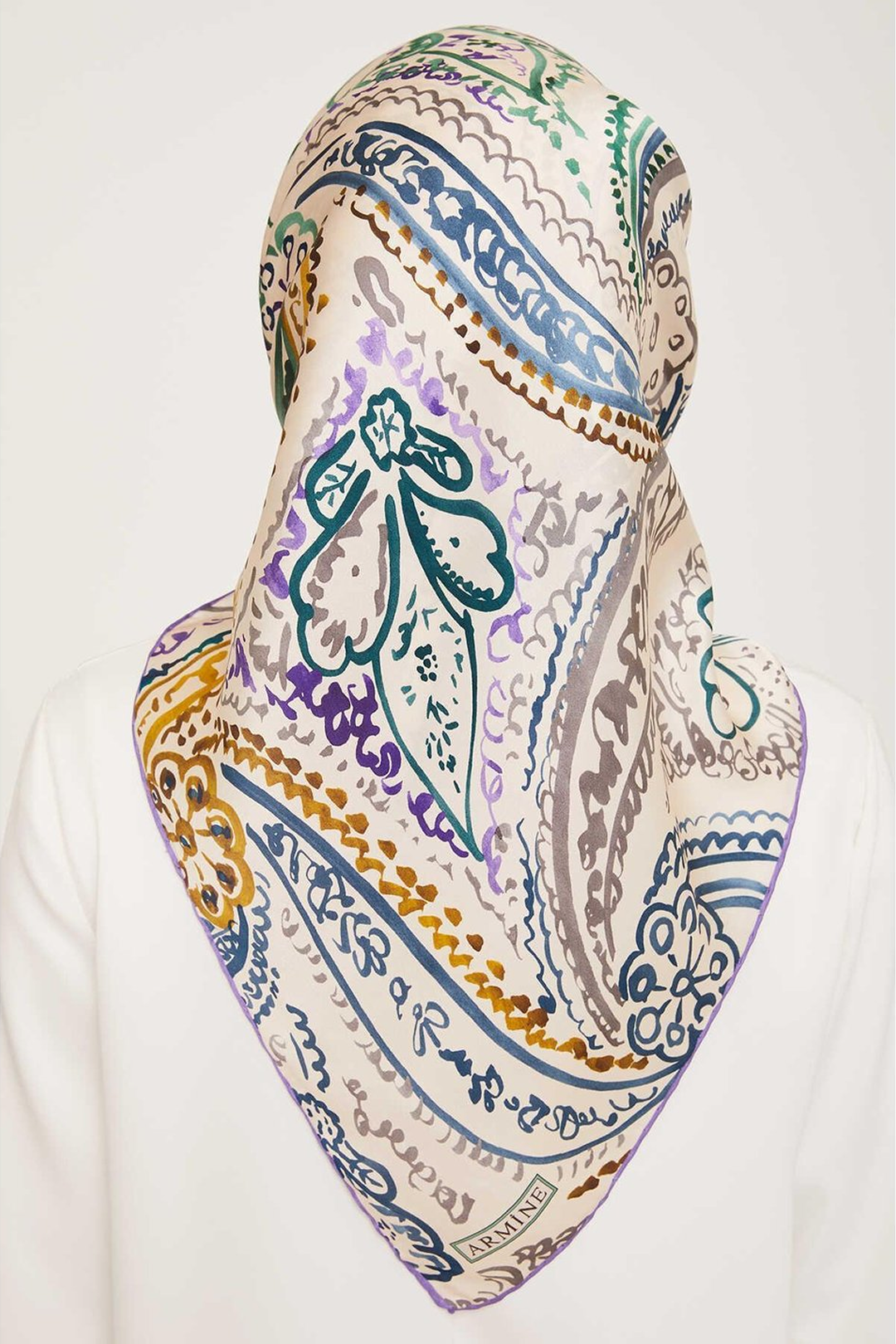 Armine Nostalji Twil Saf İpek Eşarp 25k9037 Beyaz