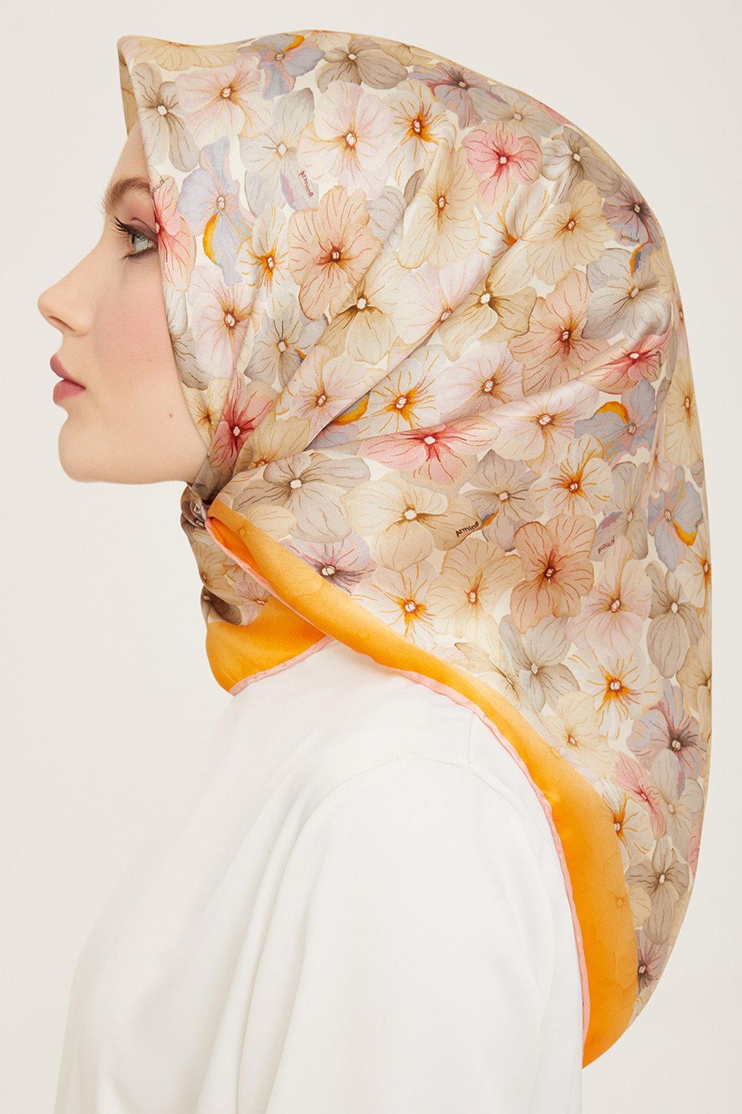 Armine Nostalji Twil Saf İpek Eşarp 25k9108 Pembe