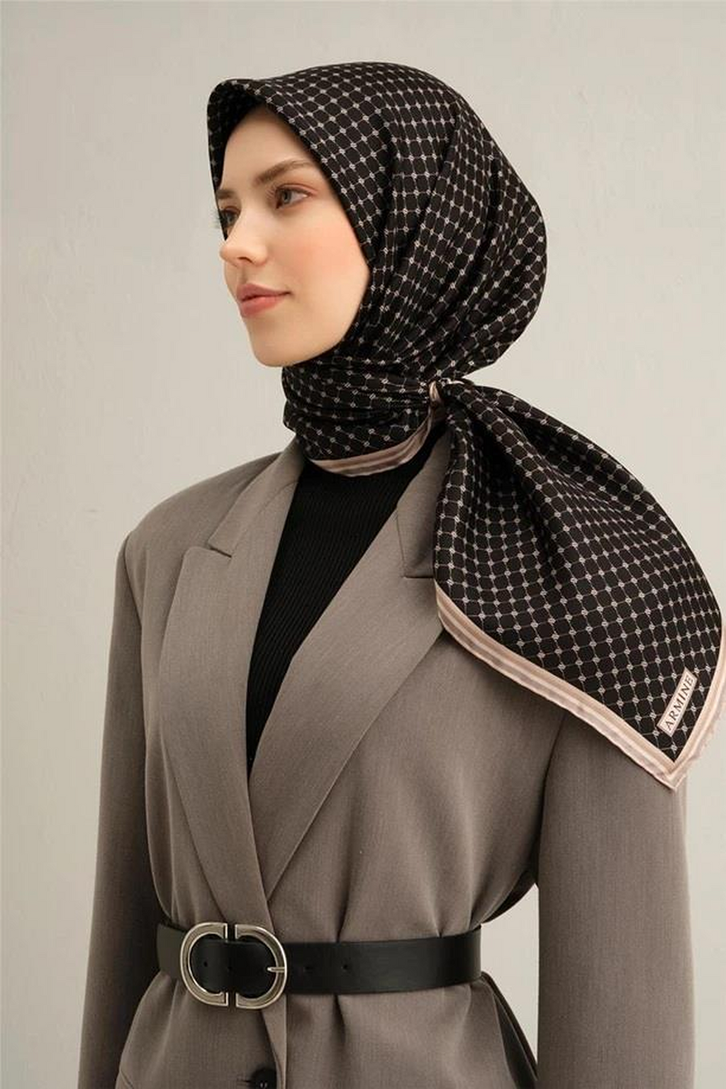 Armine Nostalji Twil Saf İpek Eşarp 25k9345 Kahve