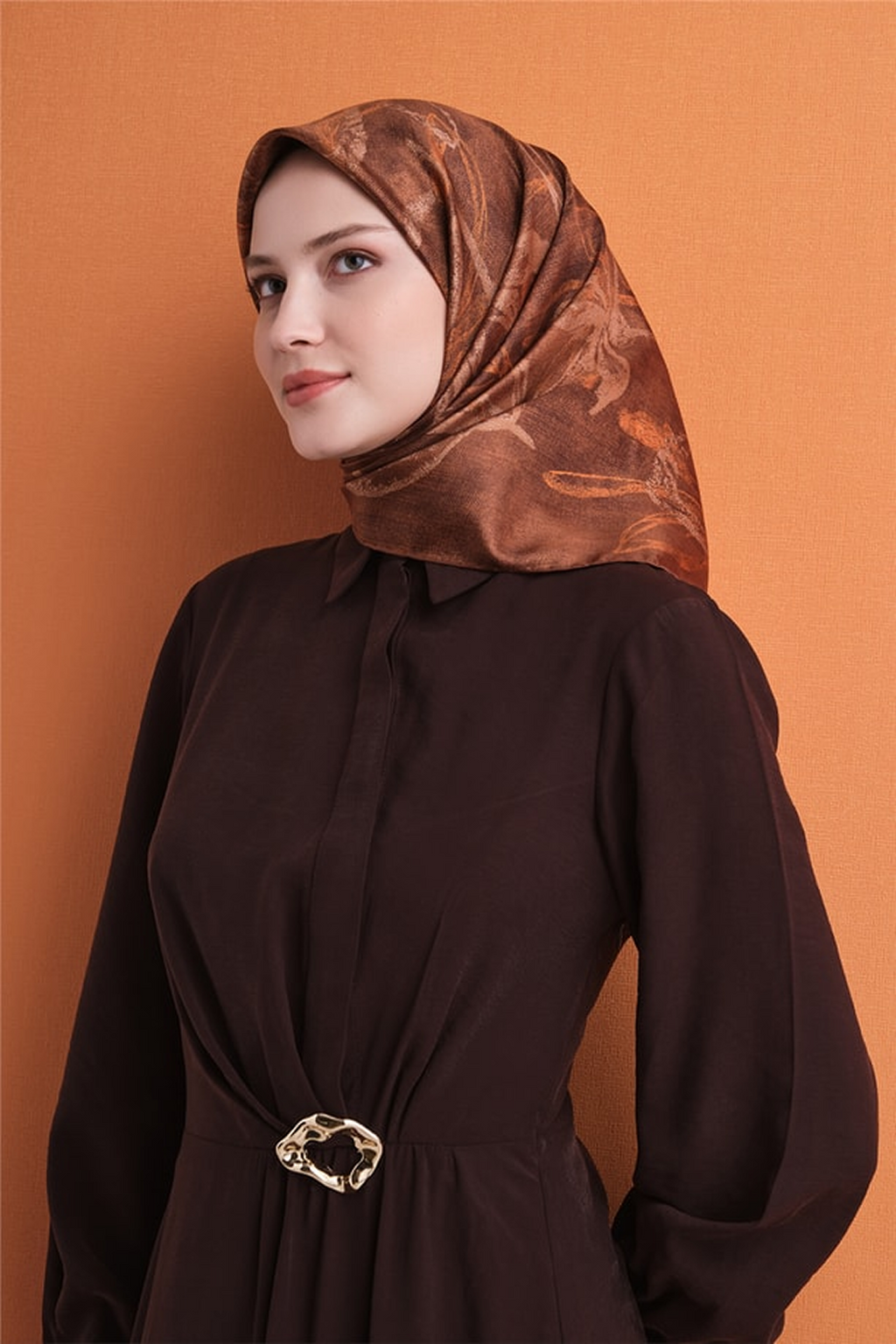 Armine Sura Saf İpek Eşarp 26k9600 Bakır