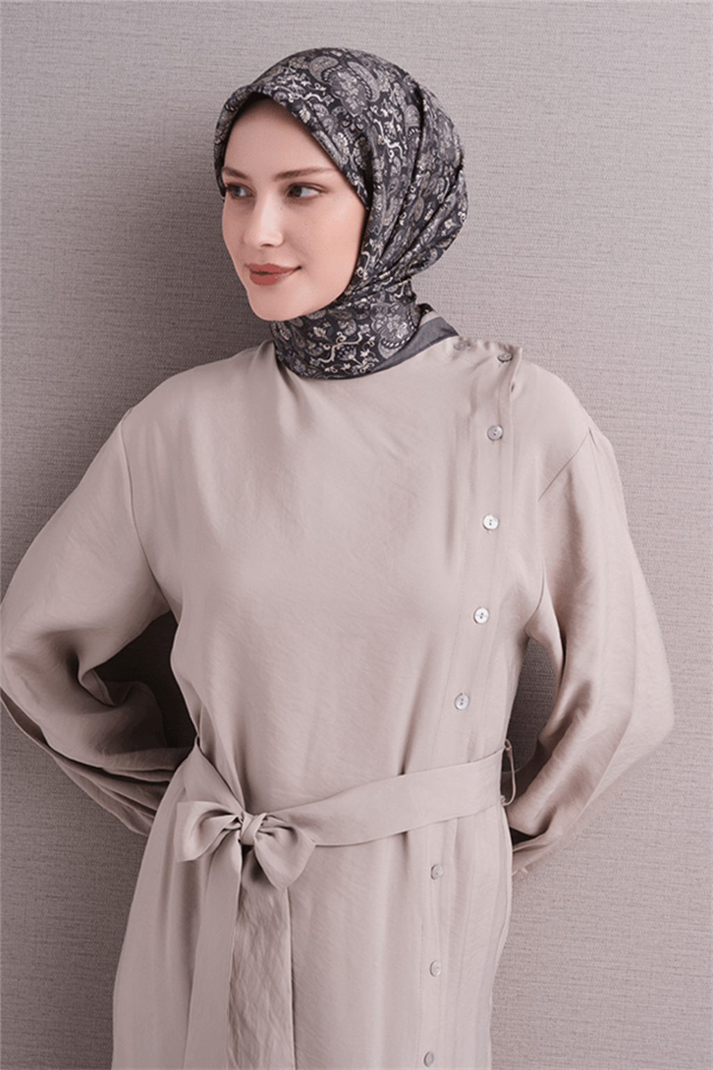 Armine Twil Saf İpek Eşarp 26k9609 Füme