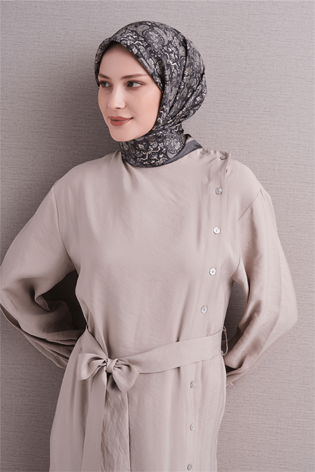 Armine Twil Saf İpek Eşarp 26k9609 Füme