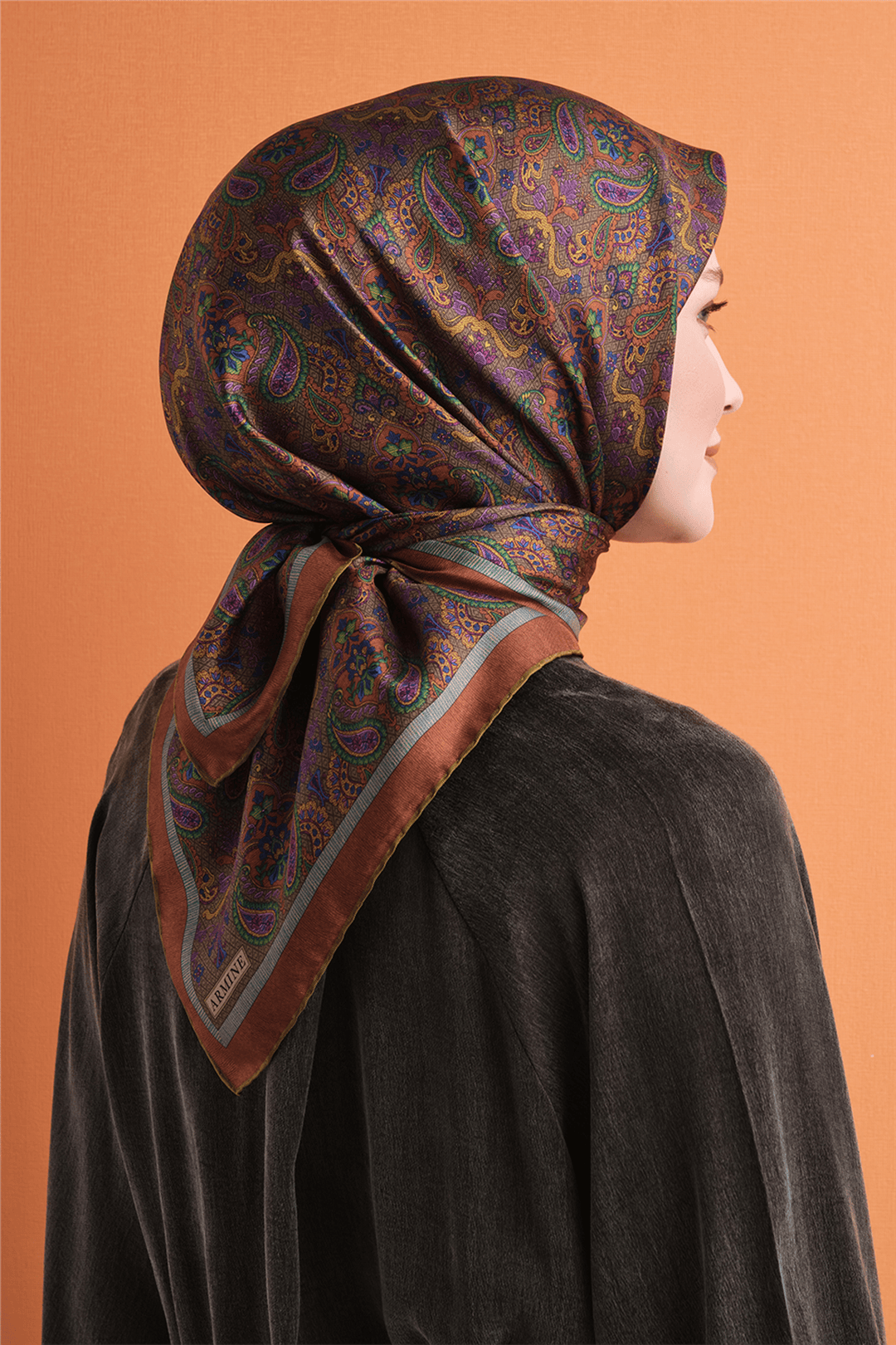 Armine Twil Saf İpek Eşarp 26k9609 Kiremit