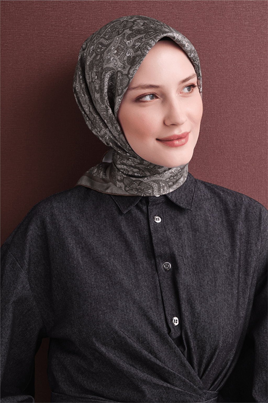 Armine Twil Saf İpek Eşarp 26k9609 Taş Grisi