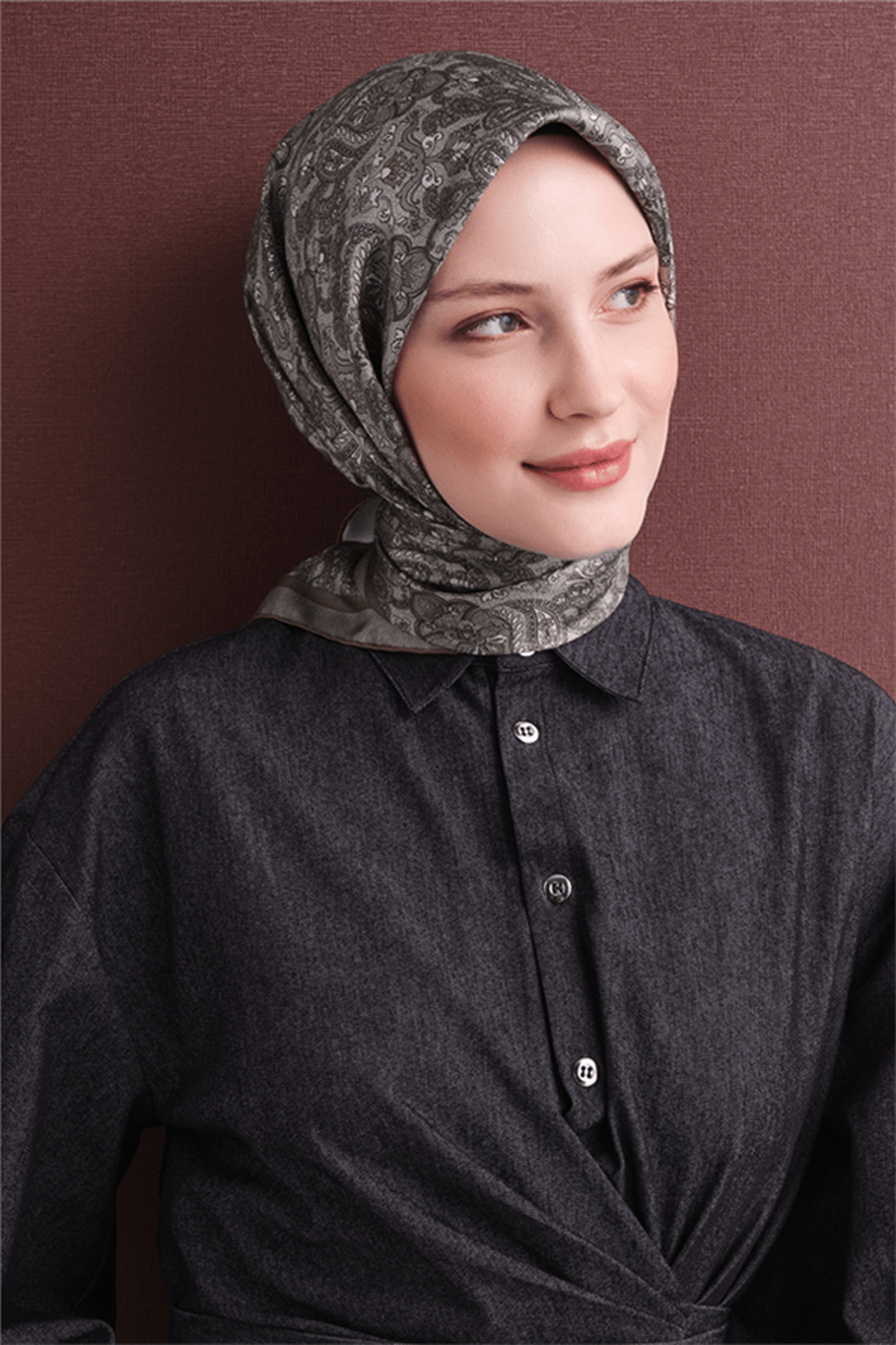 Armine Twil Saf İpek Eşarp 26k9609 Taş Grisi