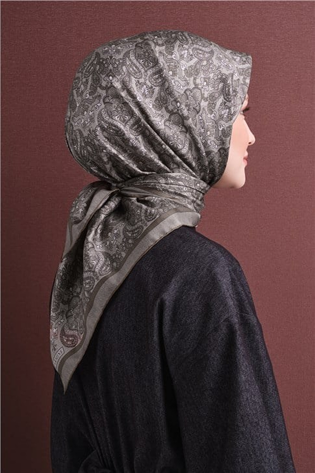 Armine Twil Saf İpek Eşarp 26k9609 Taş Grisi