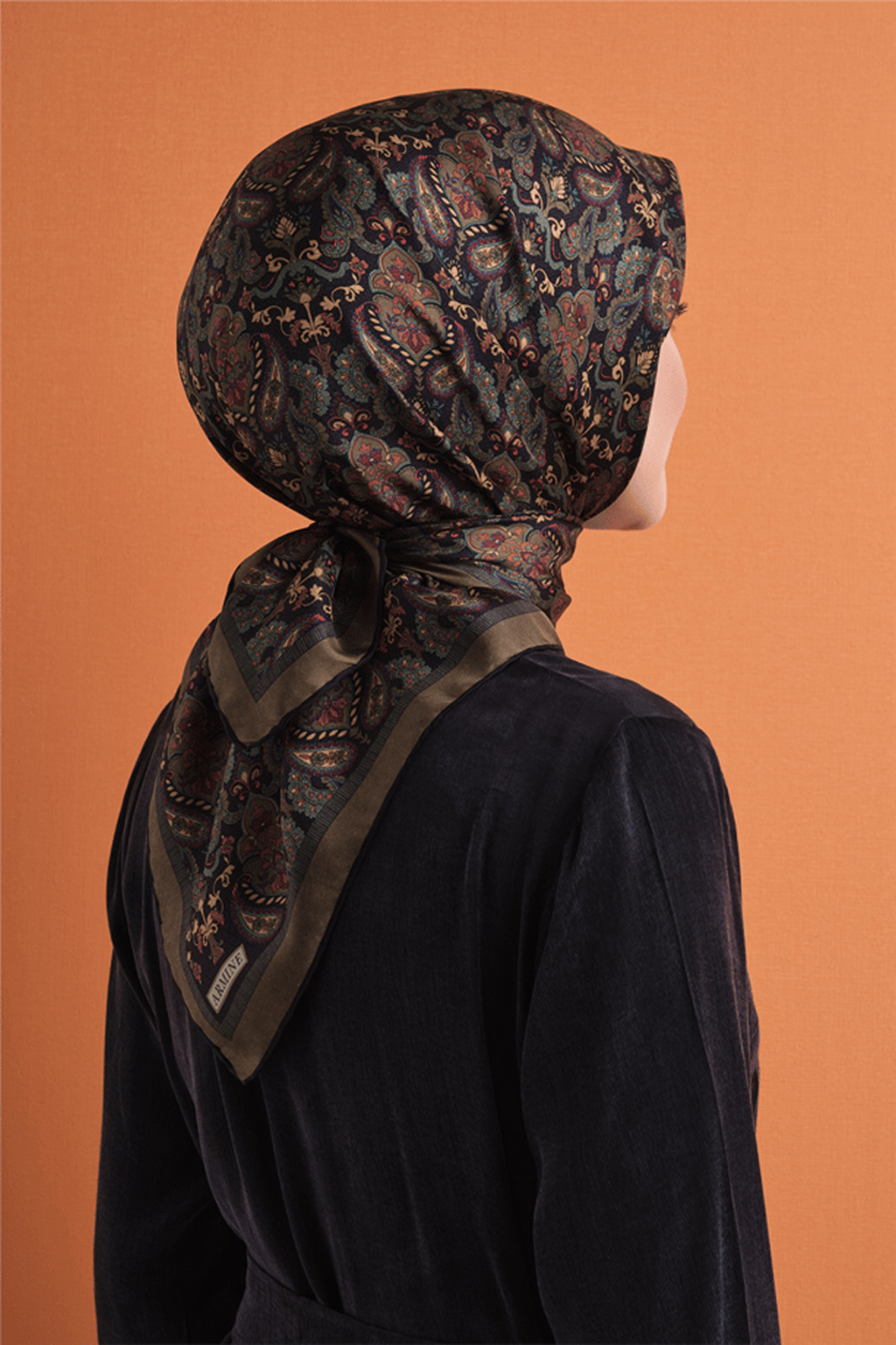 Armine Twil Saf İpek Eşarp 26k9609 Yağ Yeşili