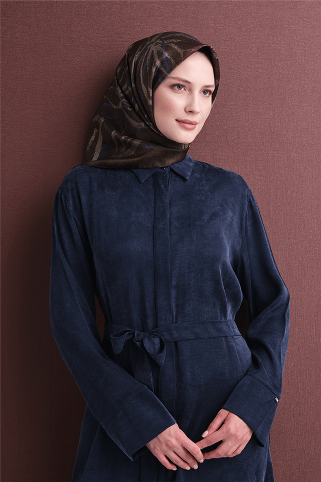 Armine Twill Saf İpek Eşarp 26k9600 Acı Kahve