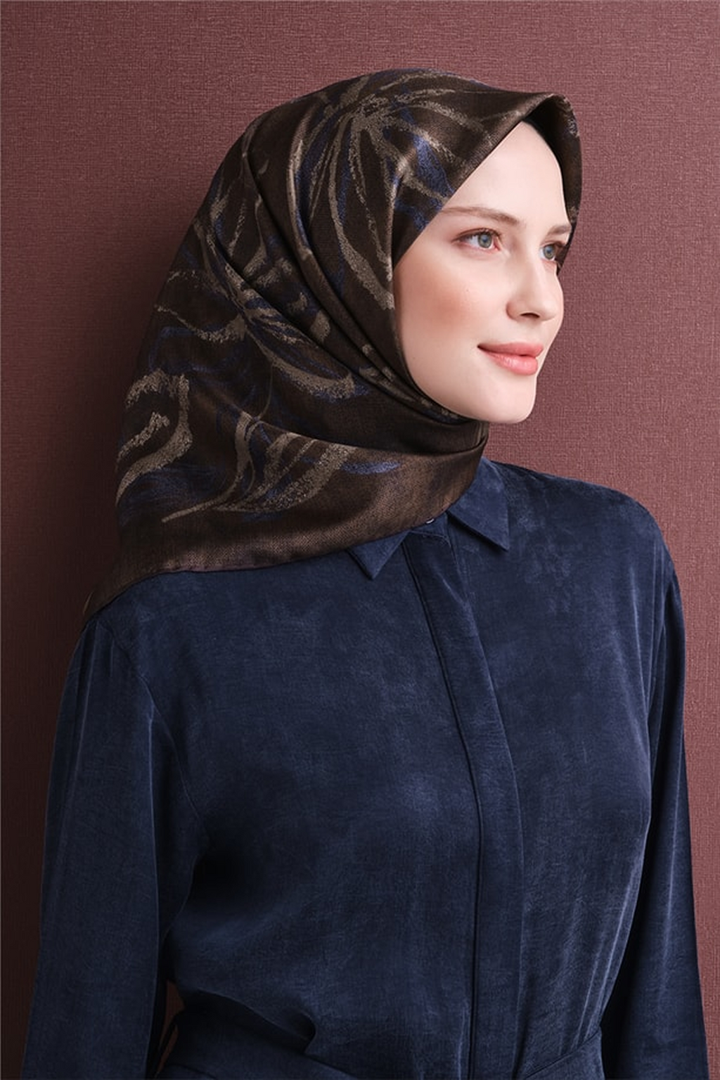 Armine Twill Saf İpek Eşarp 26k9600 Acı Kahve