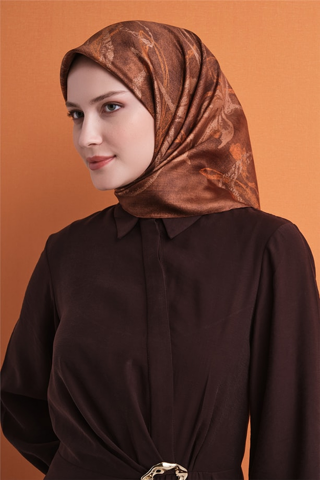 Armine Twill Saf İpek Eşarp 26k9600 Bakır