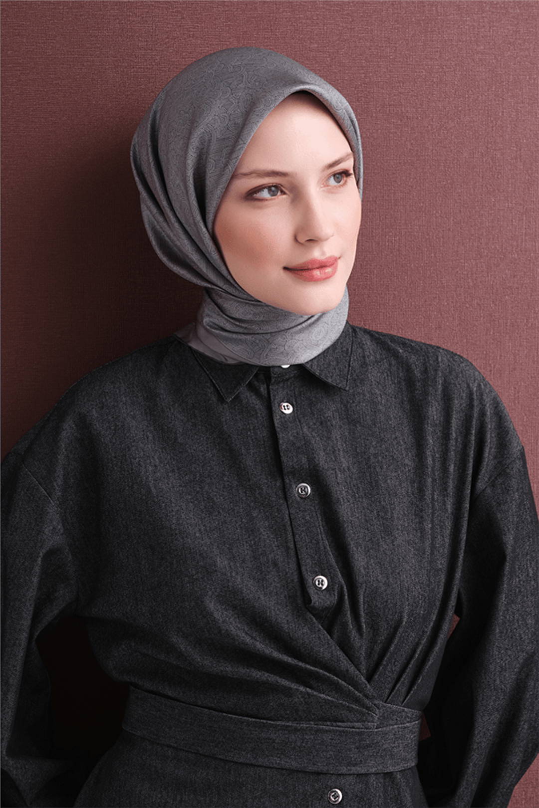 Armine Twill Pure Silk Scarf 26k9601 Anthracite