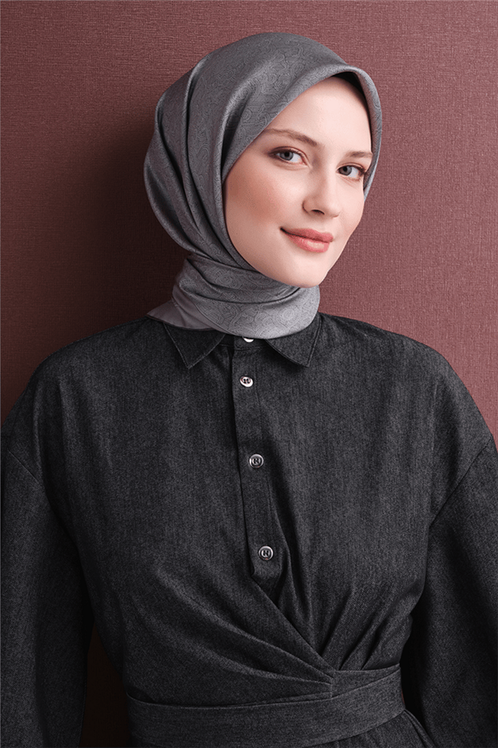 Armine Twill Pure Silk Scarf 26k9601 Anthracite