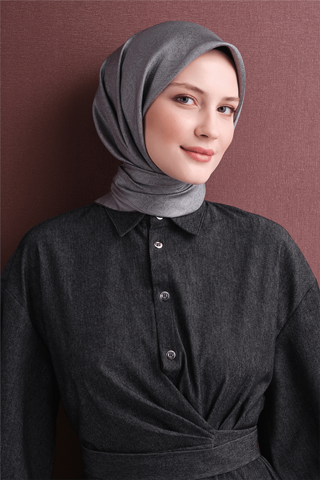 Armine Twill Pure Silk Scarf 26k9601 Anthracite