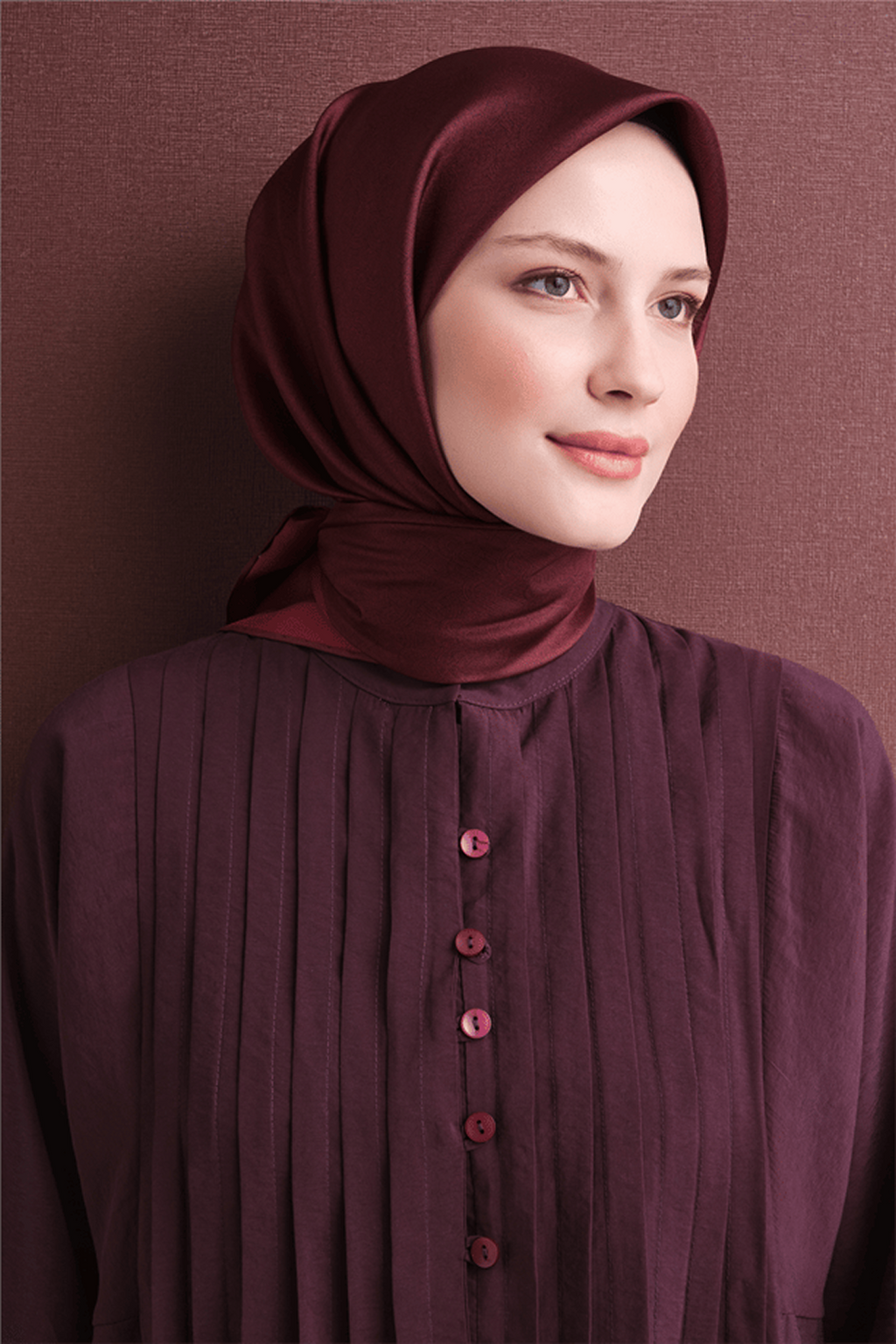 Armine Twill Pure Silk Scarf 26k9601 Claret Red