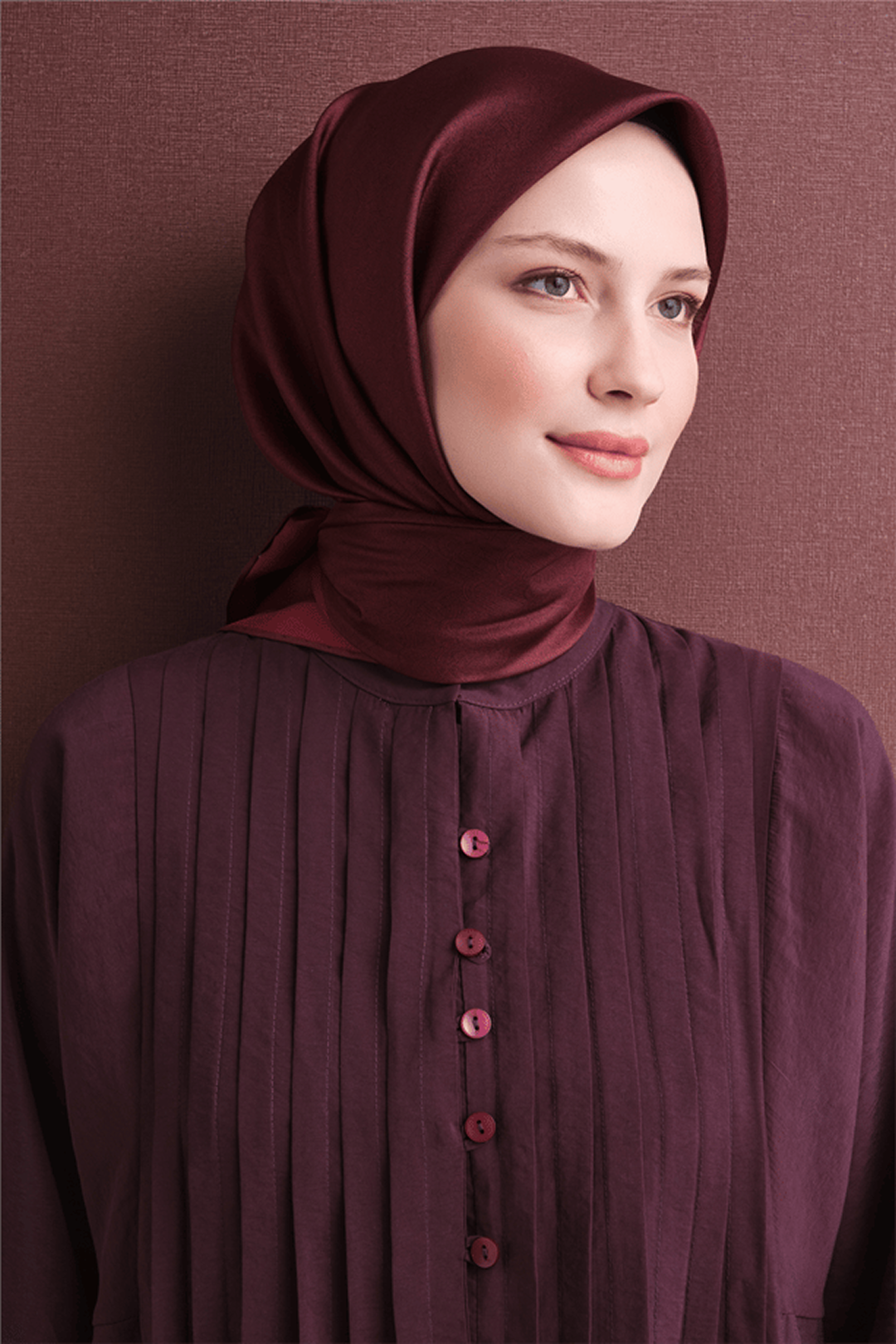 Armine Twill Pure Silk Scarf 26k9601 Claret Red