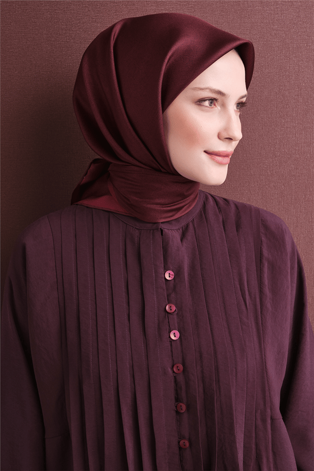 Armine Twill Pure Silk Scarf 26k9601 Claret Red
