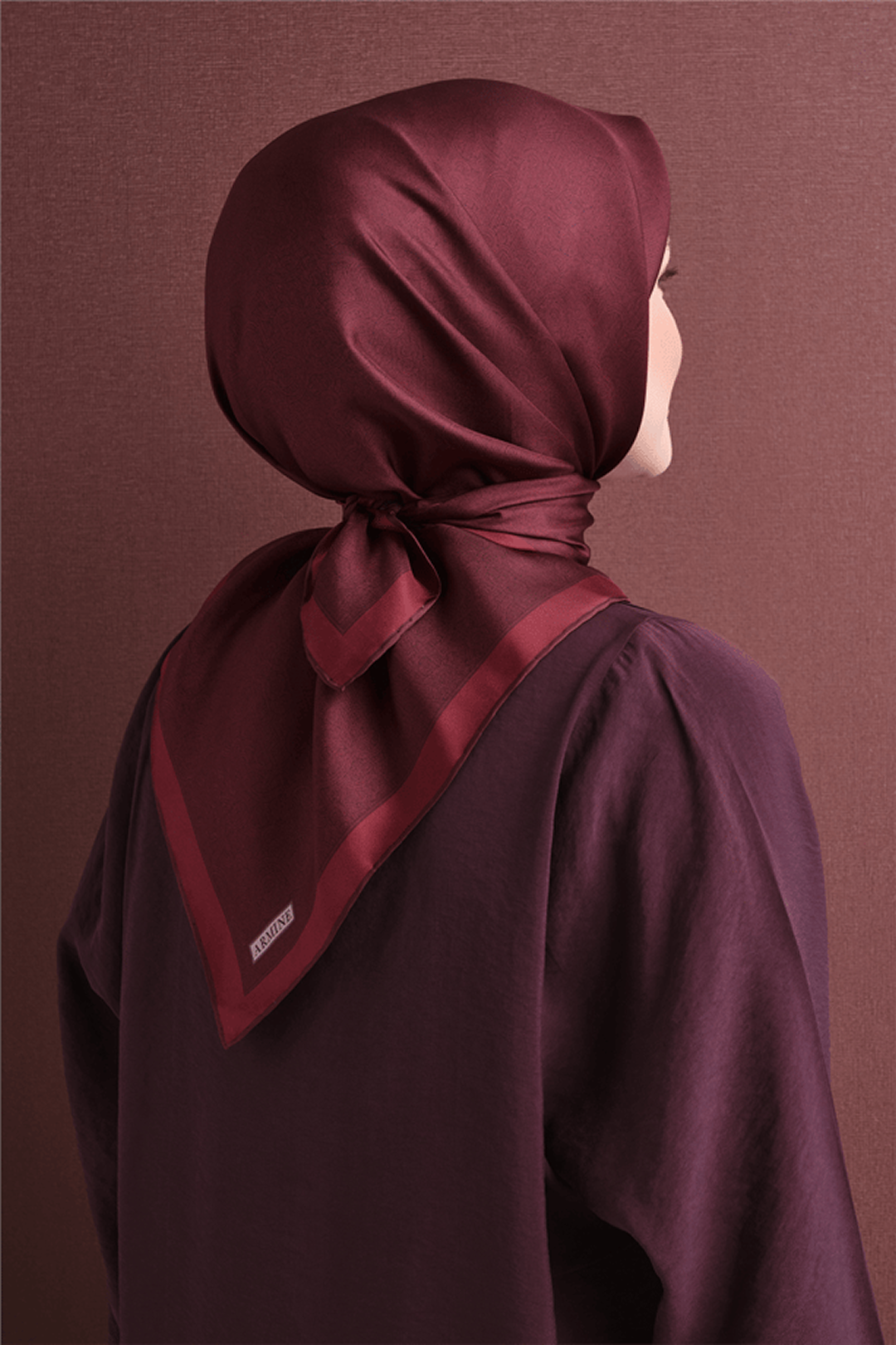 Armine Twill Pure Silk Scarf 26k9601 Claret Red
