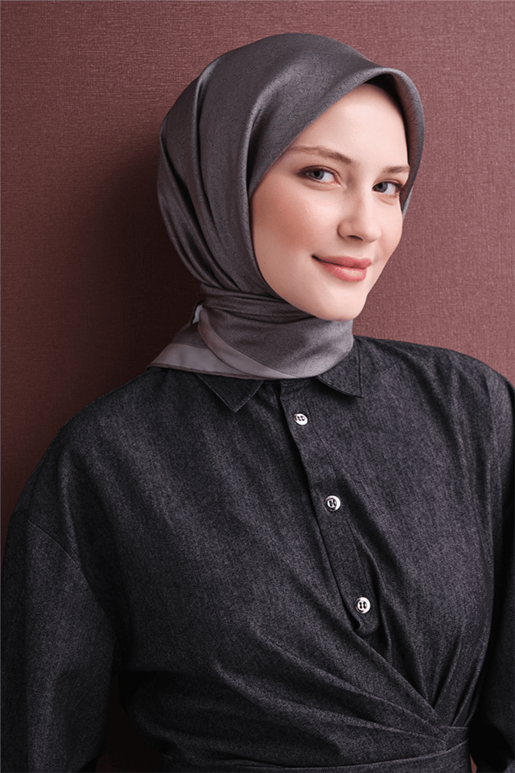 Armine Twill Pure Silk Scarf 26k9601 Grey
