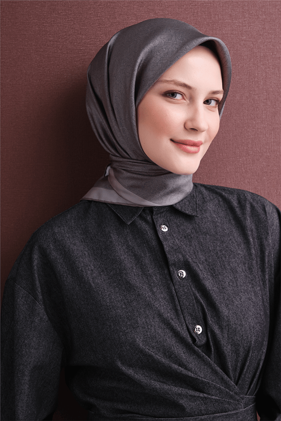 Armine Twill Pure Silk Scarf 26k9601 Grey