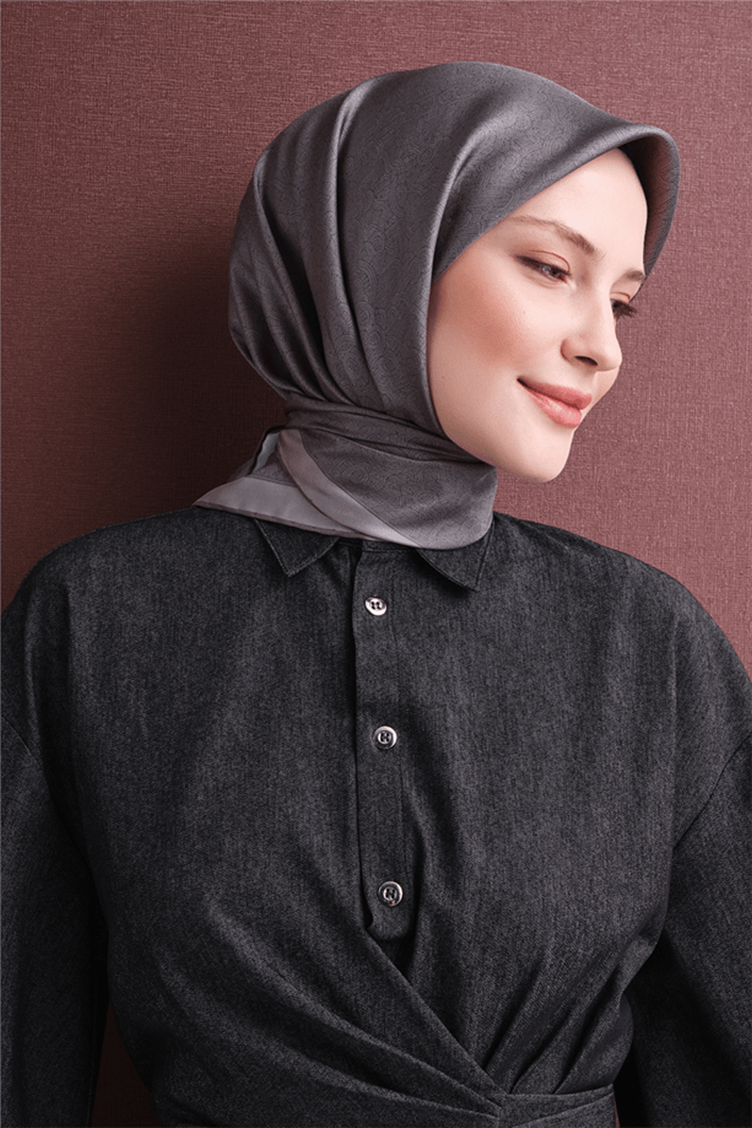 Armine Twill Pure Silk Scarf 26k9601 Grey