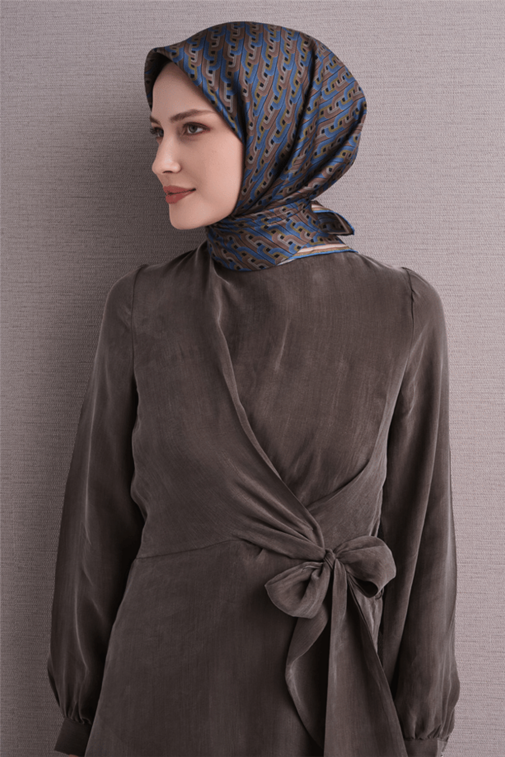 Armine Twill Pure Silk Scarf 26k9604 Blue