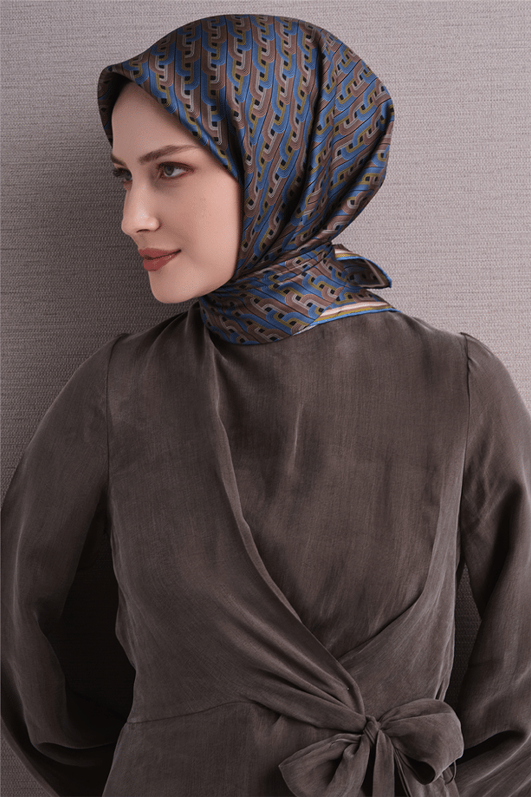 Armine Twill Pure Silk Scarf 26k9604 Blue