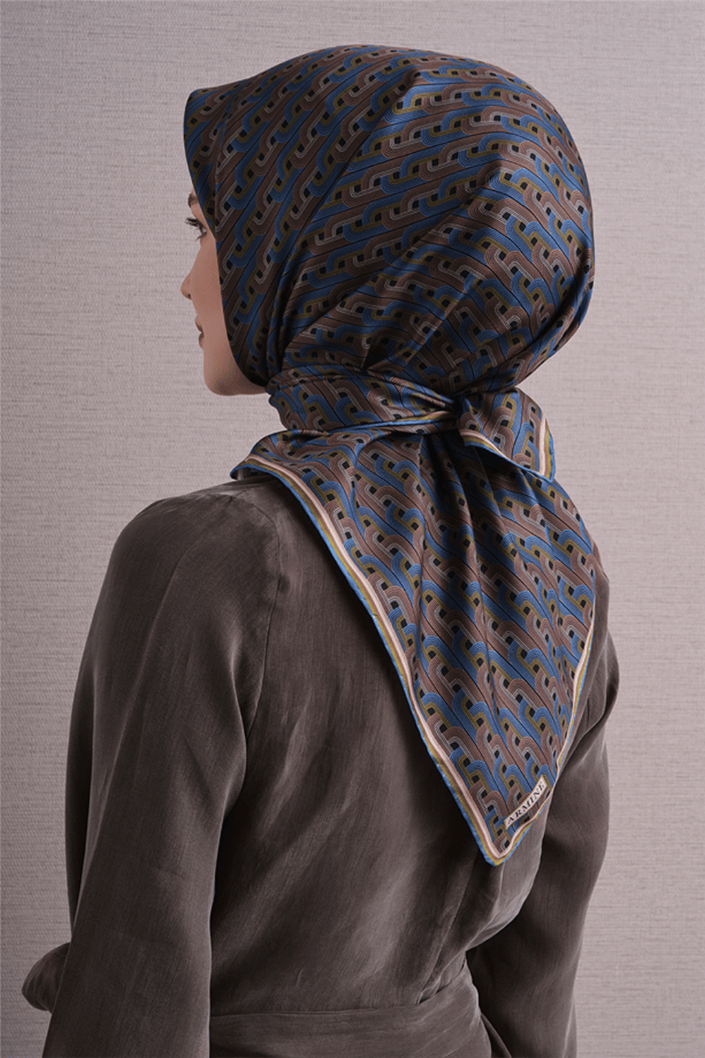 Armine Twill Pure Silk Scarf 26k9604 Blue