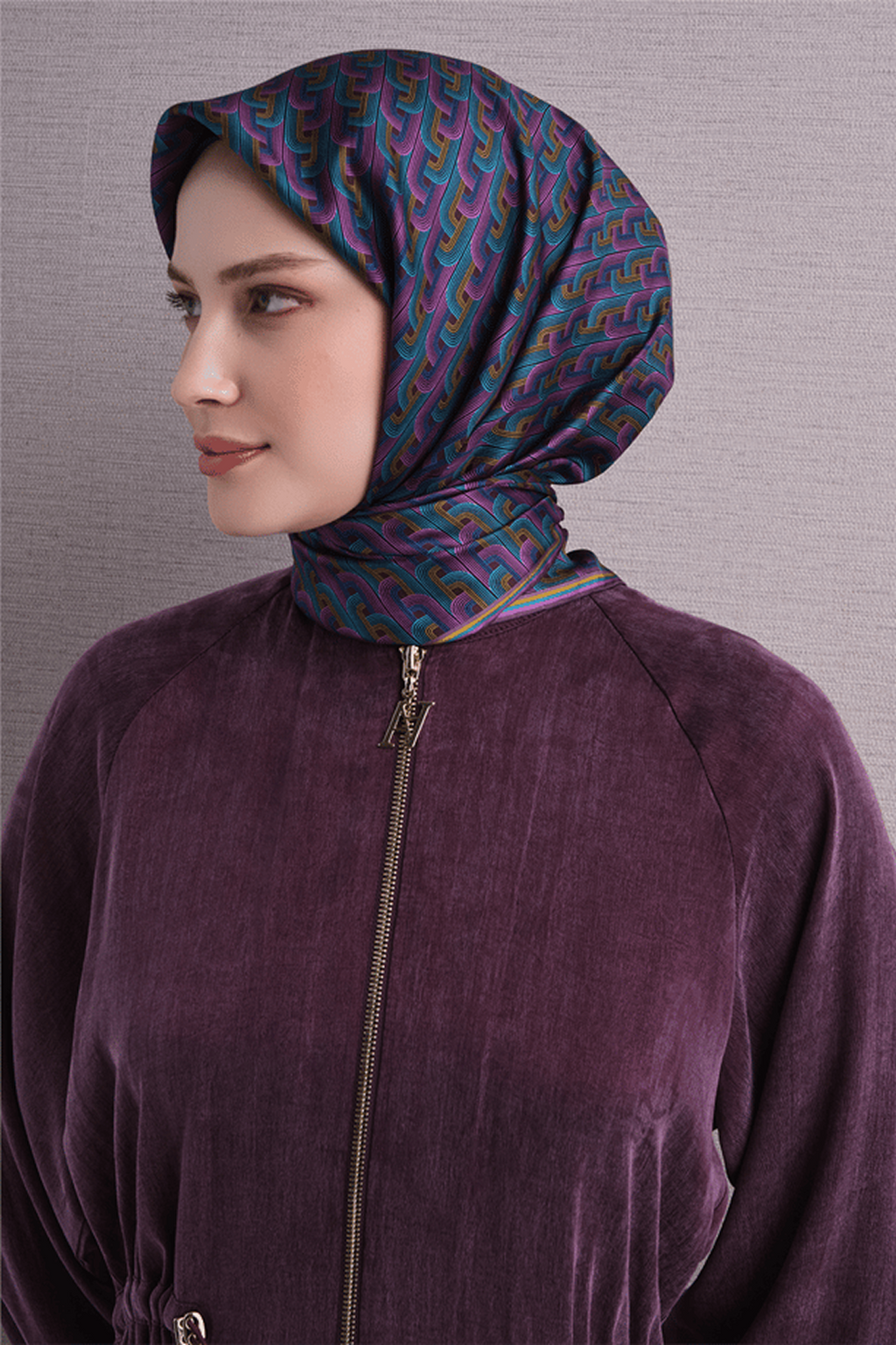 Armine Twill Pure Silk Scarf 26k9604 Purple