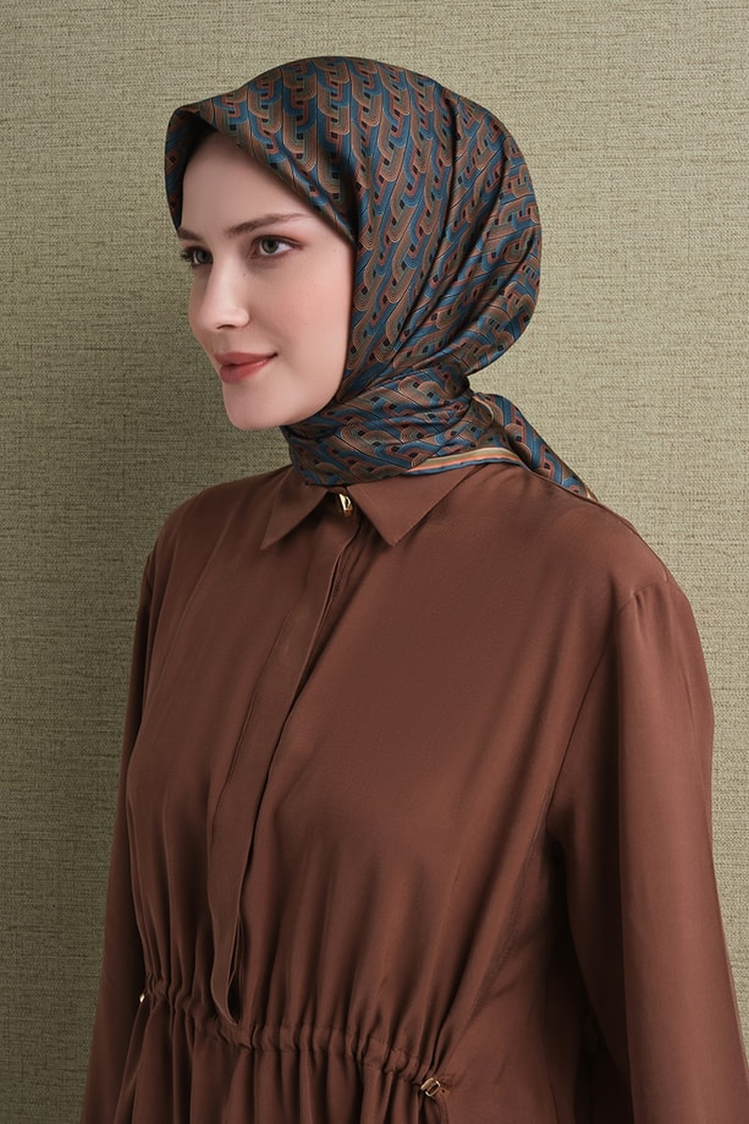Armine Twill Saf İpek Eşarp 26k9604 Turkuaz