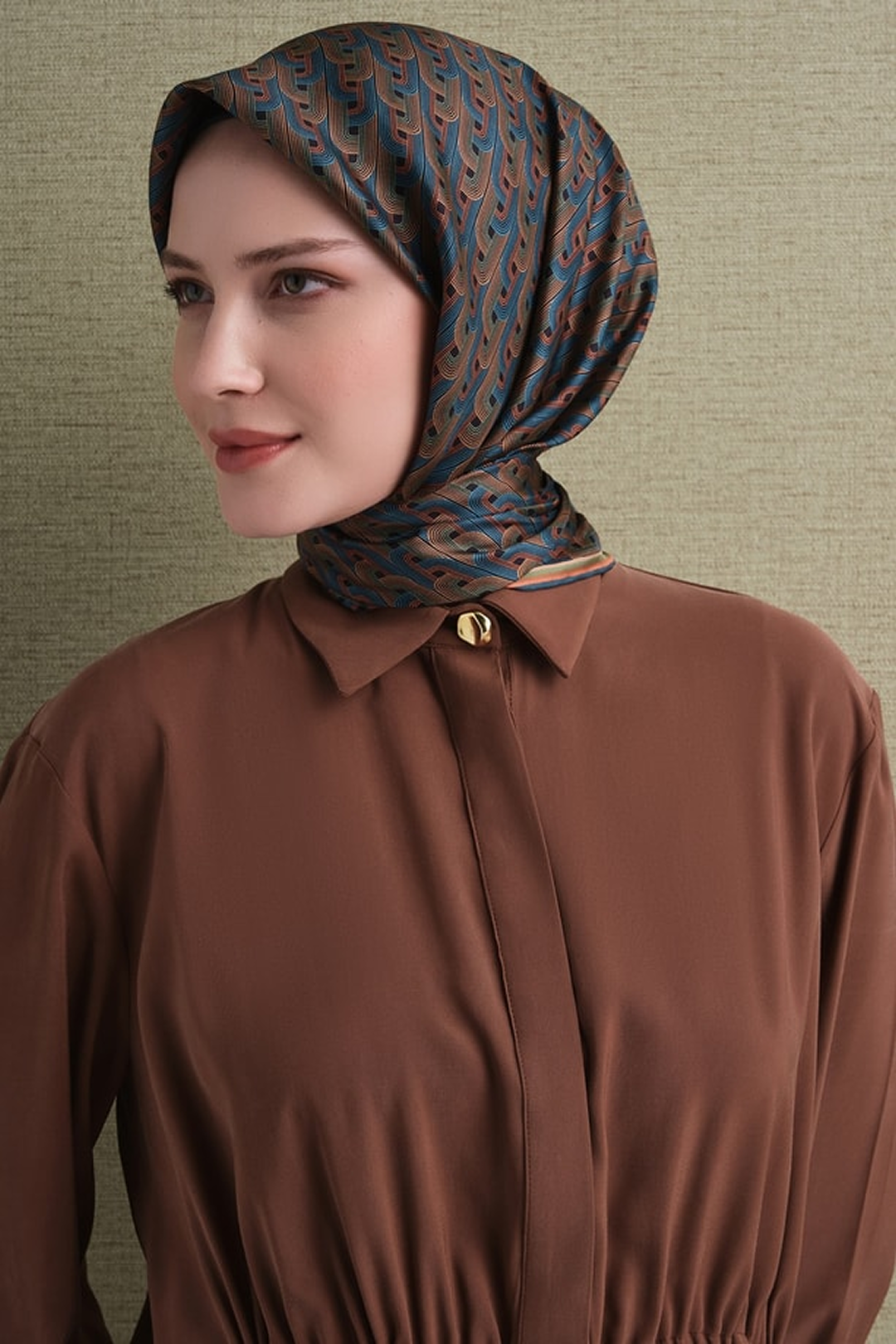 Armine Twill Saf İpek Eşarp 26k9604 Turkuaz