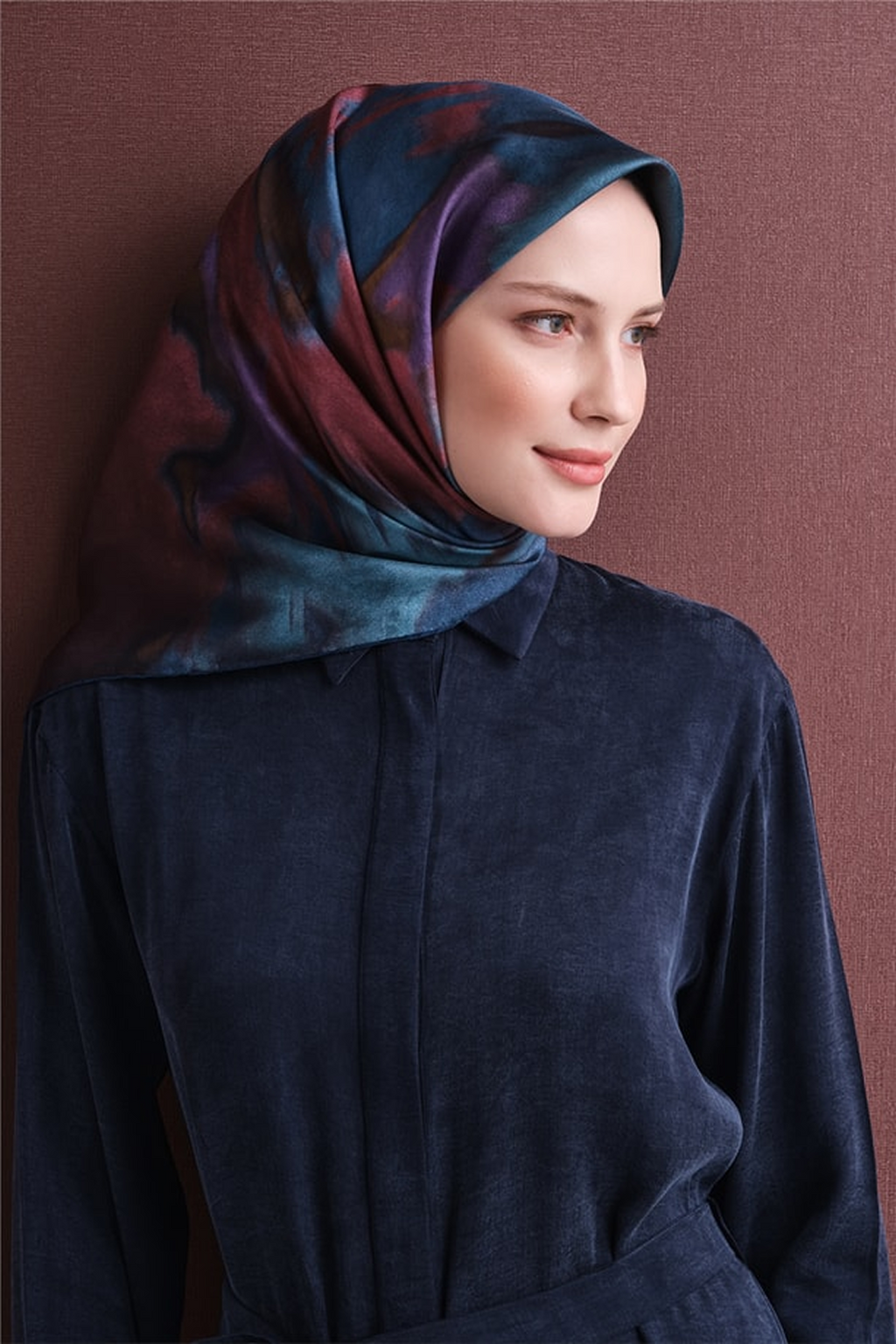 Armine Twill Saf İpek Eşarp 26k9606 Turkuaz