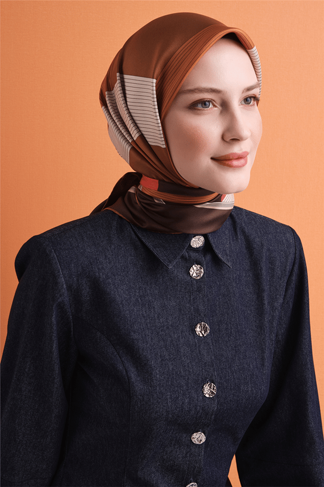 Armine Twill Saf İpek Eşarp 26k9610 Acı Kahve