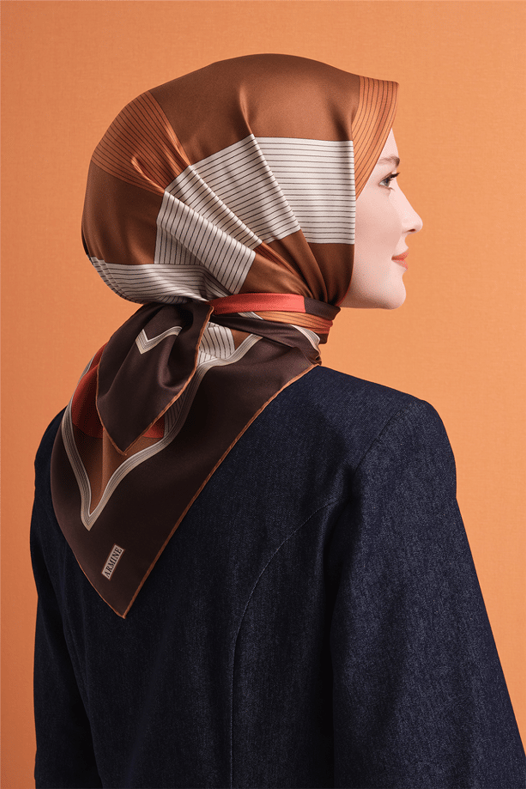 Armine Twill Saf İpek Eşarp 26k9610 Acı Kahve