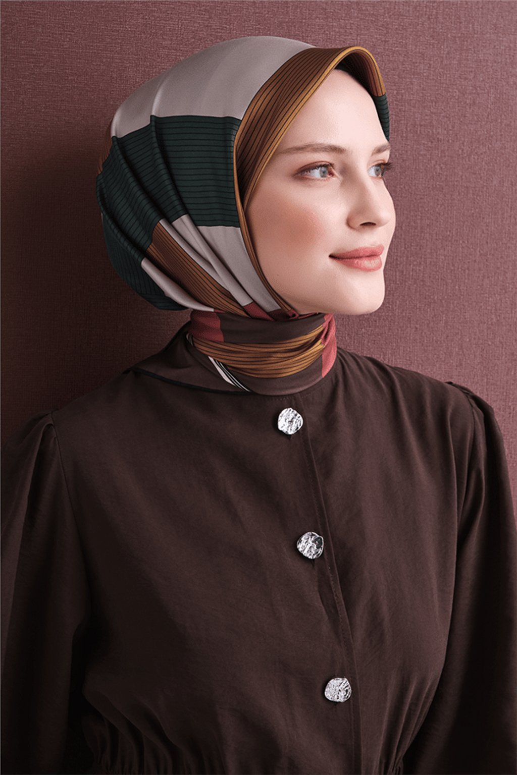 Armine Twill Saf İpek Eşarp 26k9610 Kahve