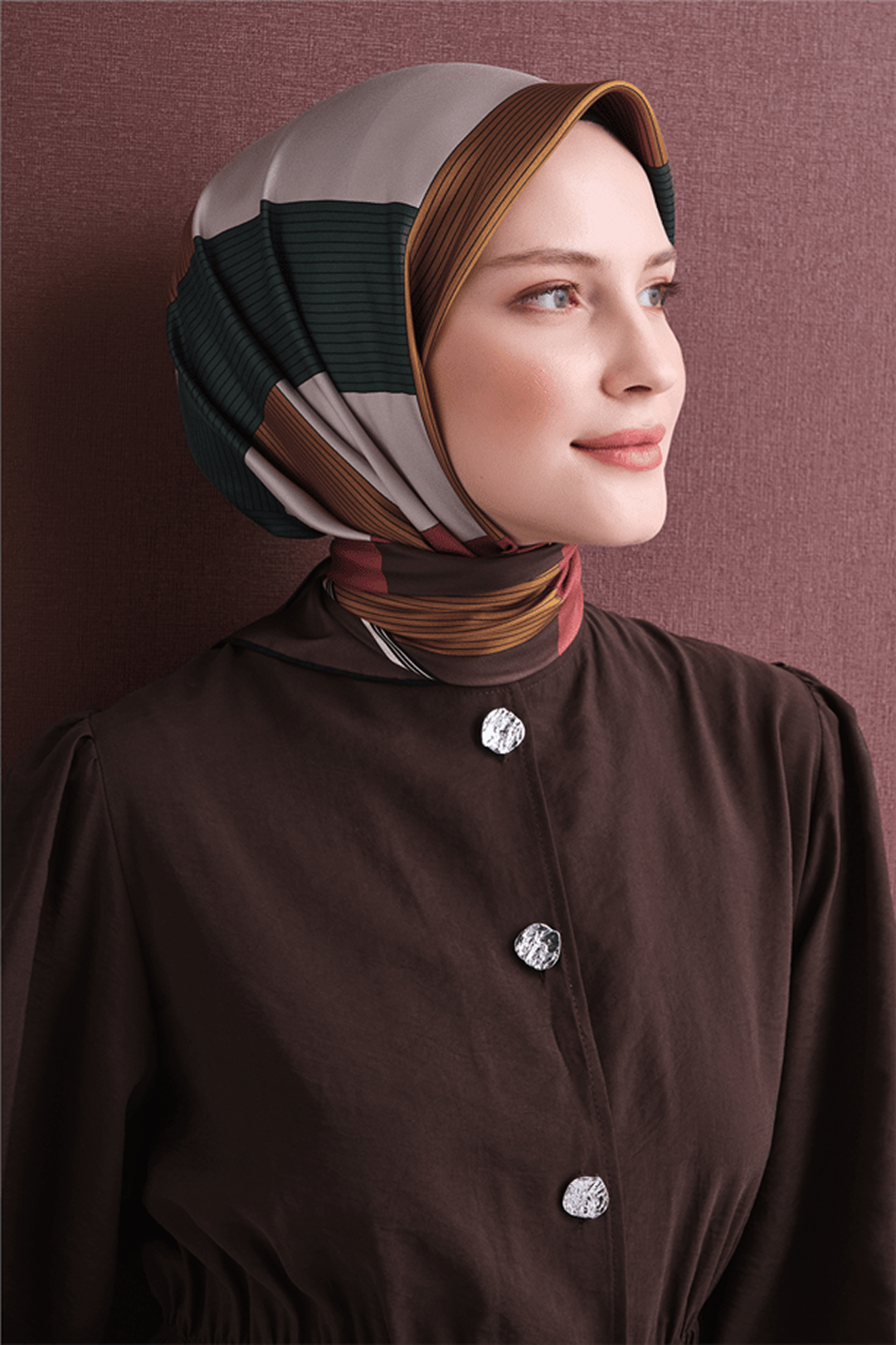 Armine Twill Saf İpek Eşarp 26k9610 Kahve