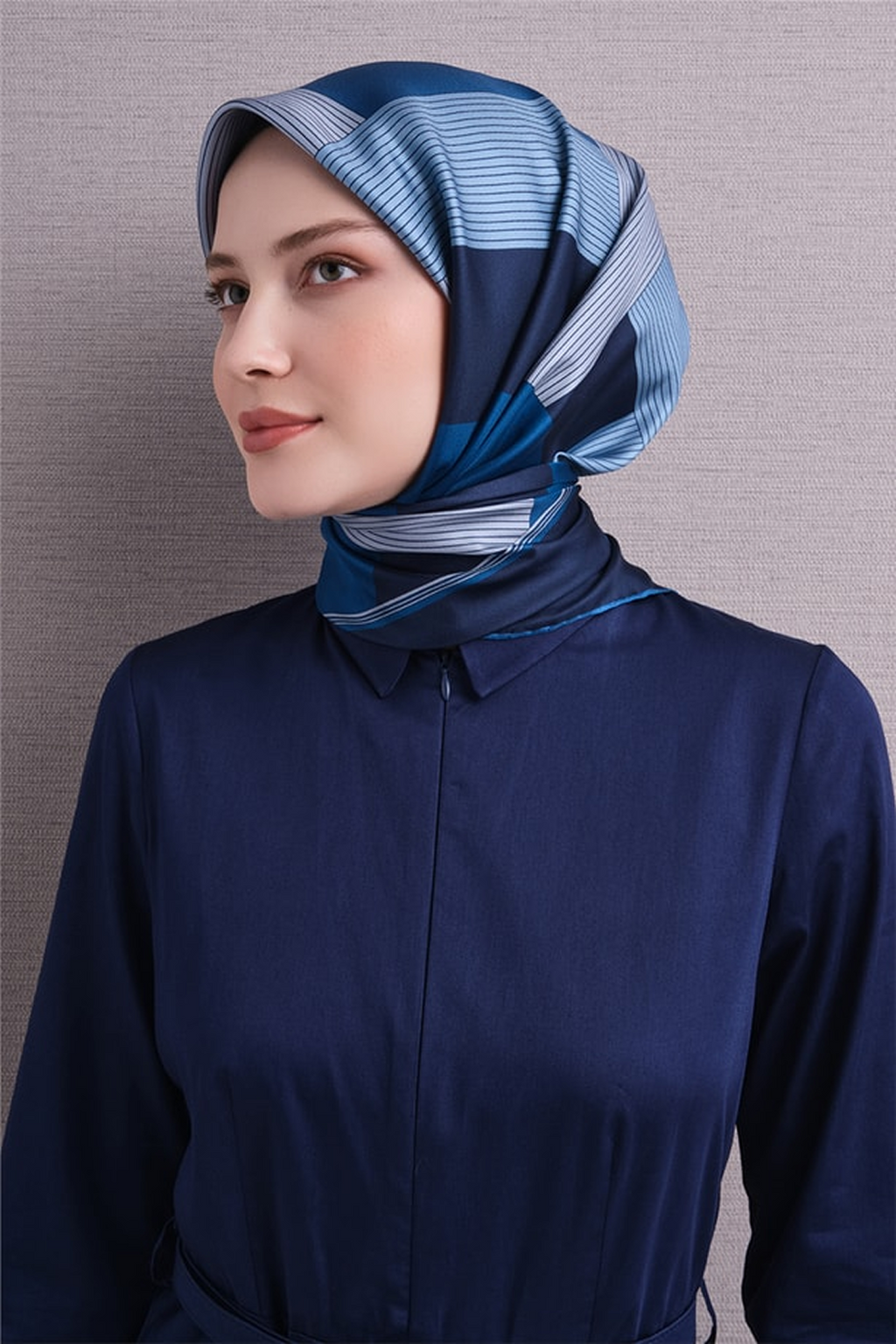 Armine Twill Saf İpek Eşarp 26k9610 Lacivert