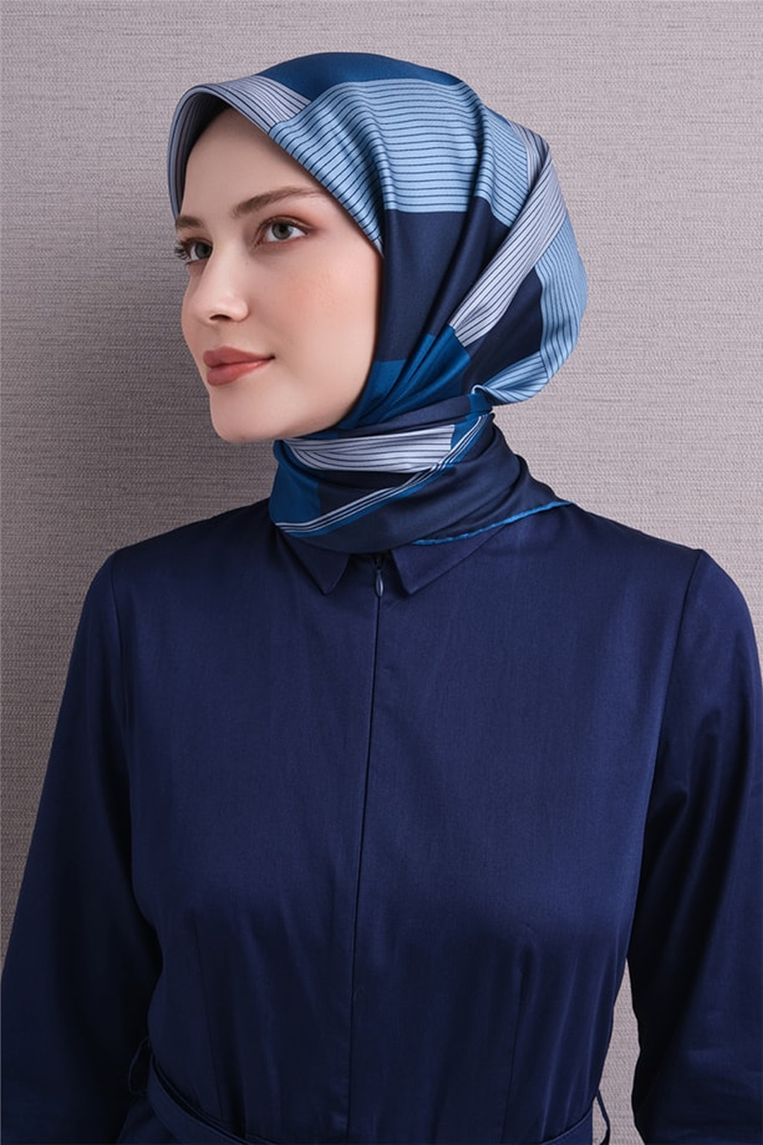 Armine Twill Saf İpek Eşarp 26k9610 Lacivert