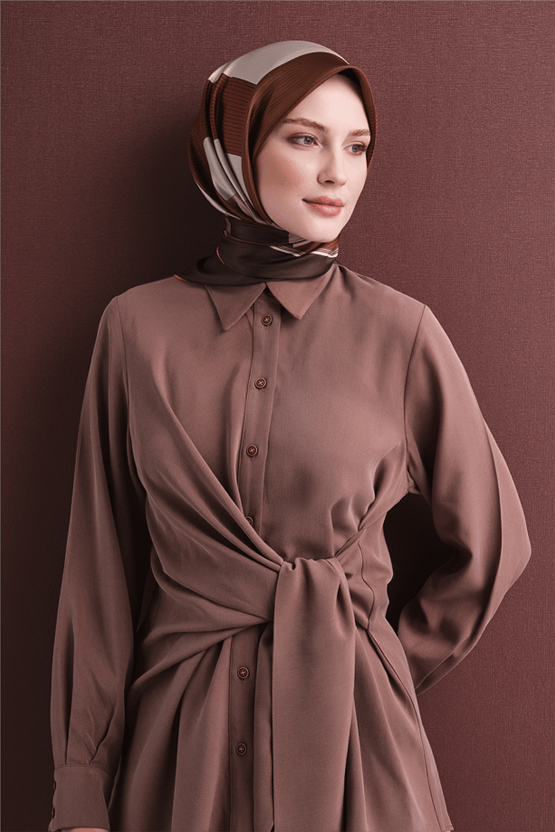 Armine Twill Saf İpek Eşarp 26k9610 Sütlü Kahve