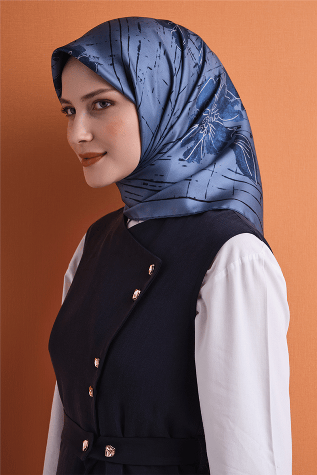 Armine Twill Saf İpek Eşarp 26k9617 İndigo