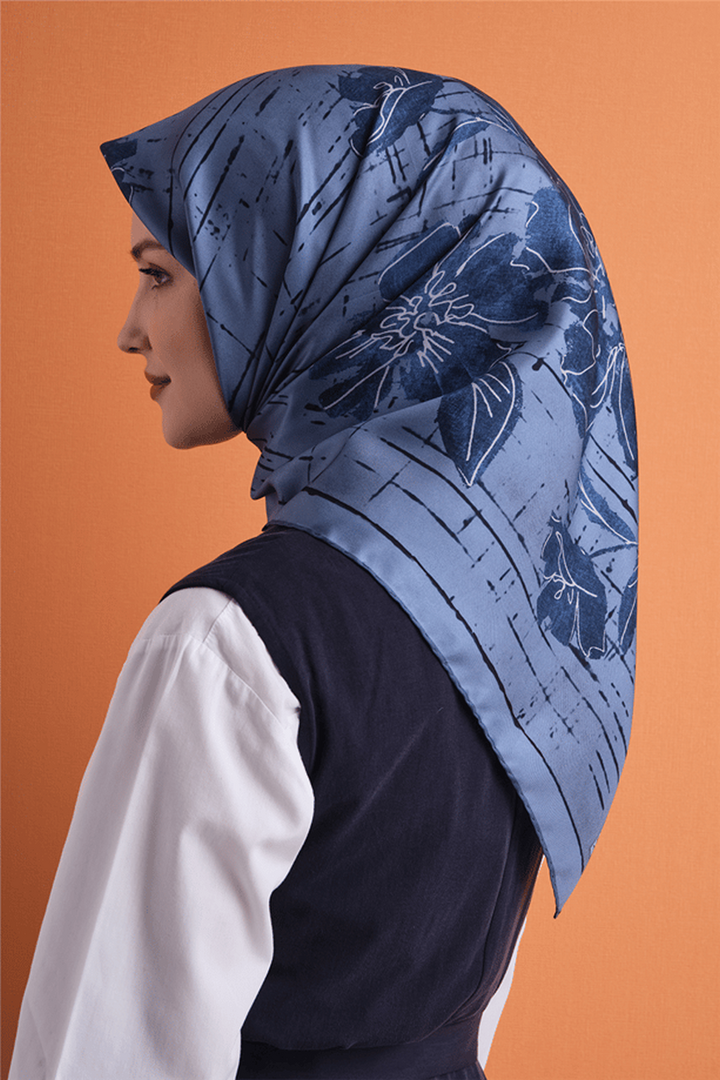 Armine Twill Saf İpek Eşarp 26k9617 İndigo
