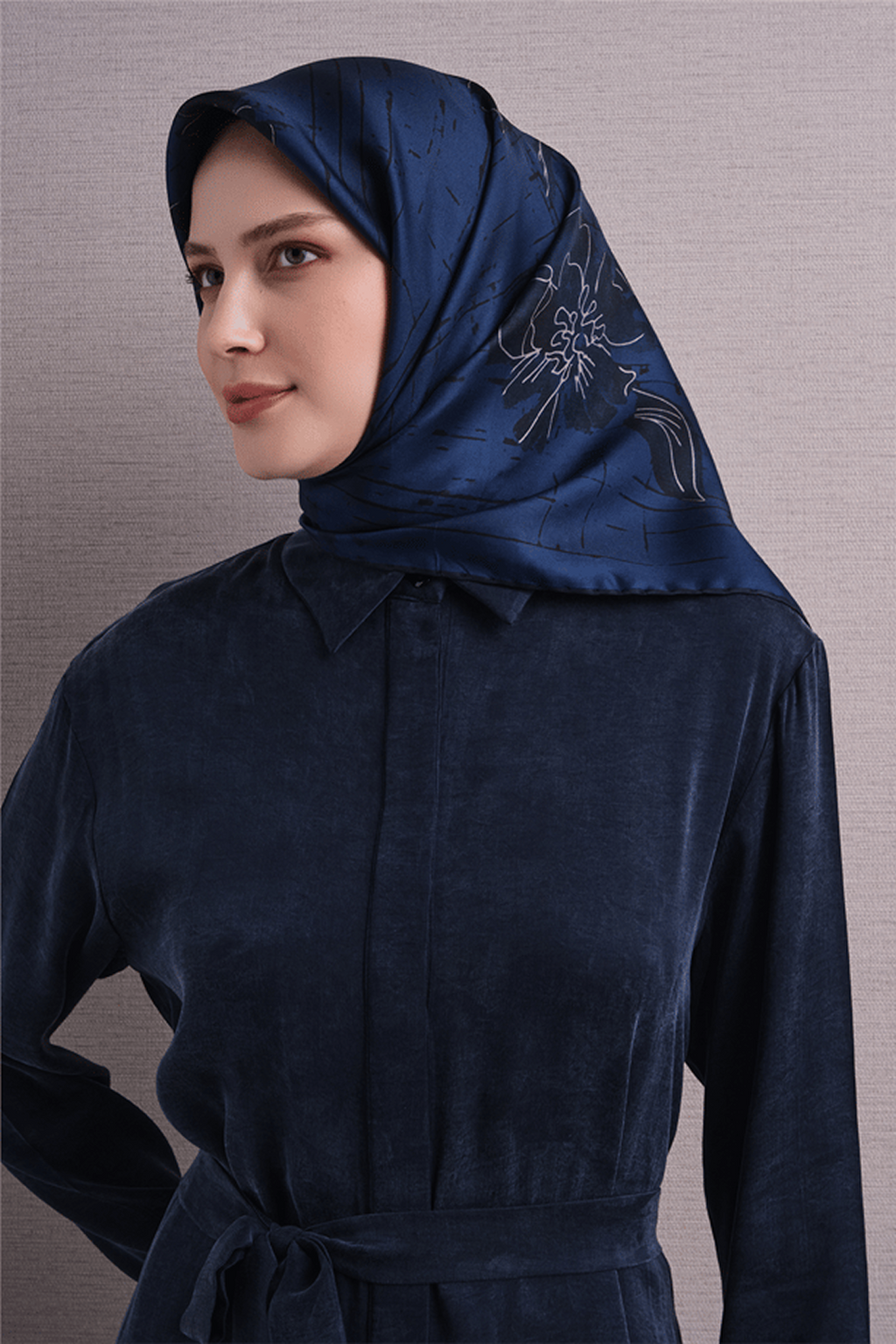 Armine Twill Saf İpek Eşarp 26k9617 Lacivert