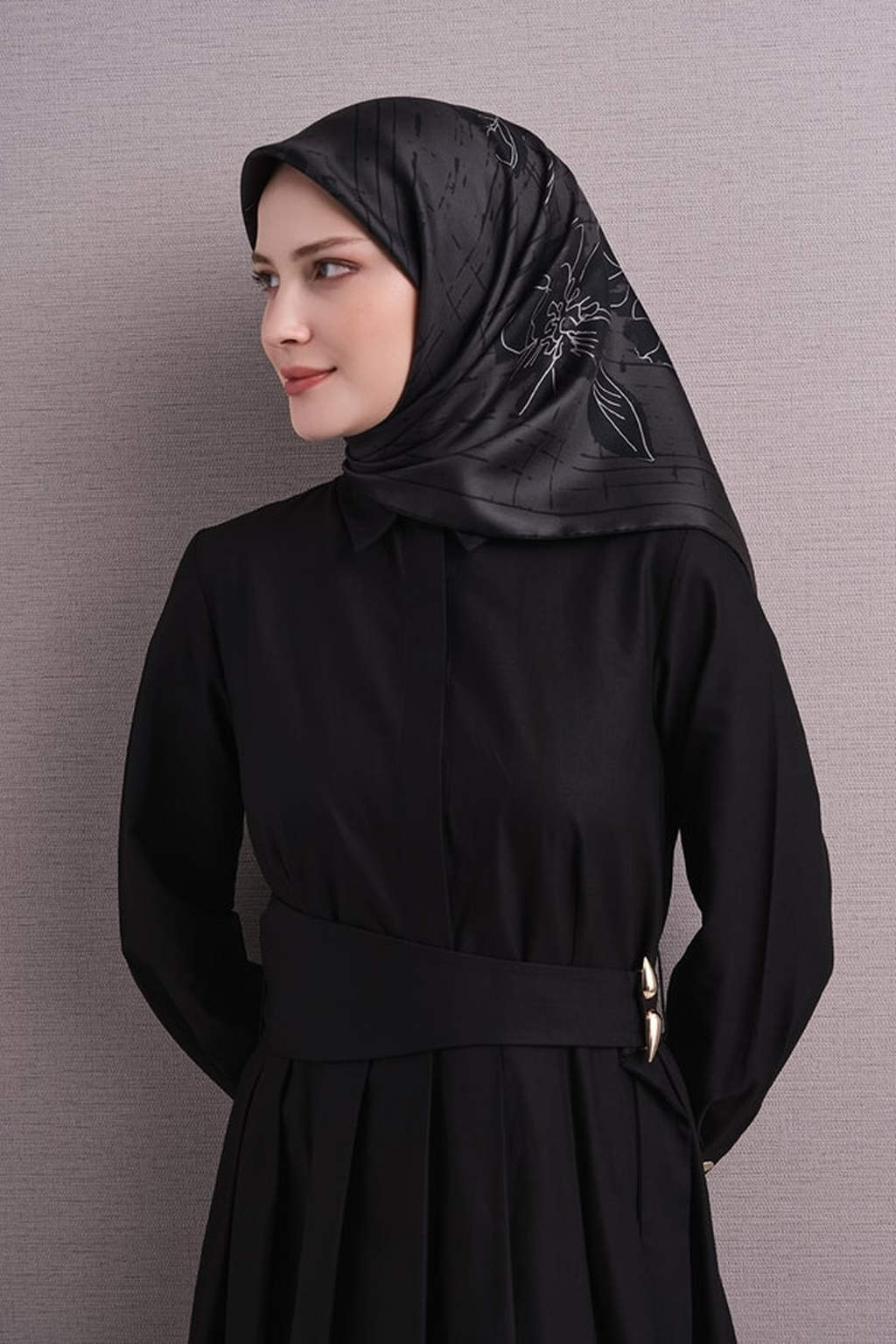 Armine Twill Pure Silk Scarf 26k9617 Black